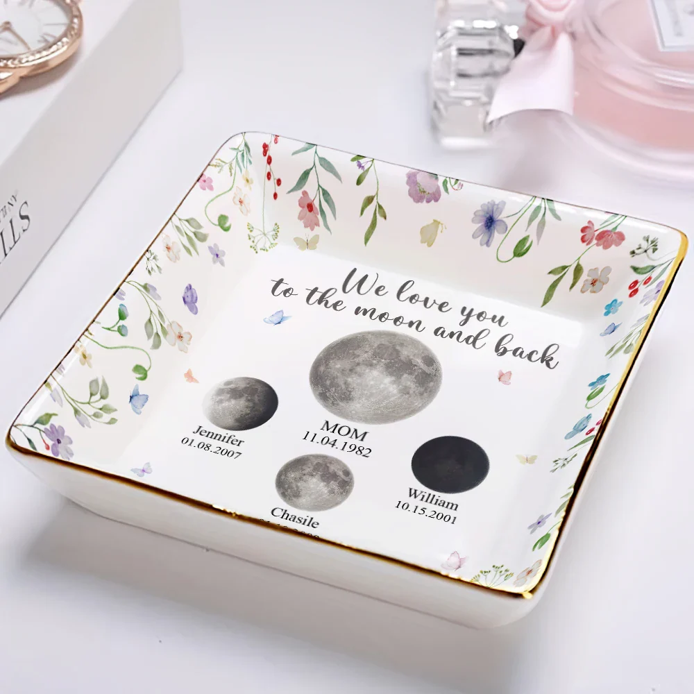 Moon Phase We Love You To The Moon And Back - Personalized Ring Dish - Image 2