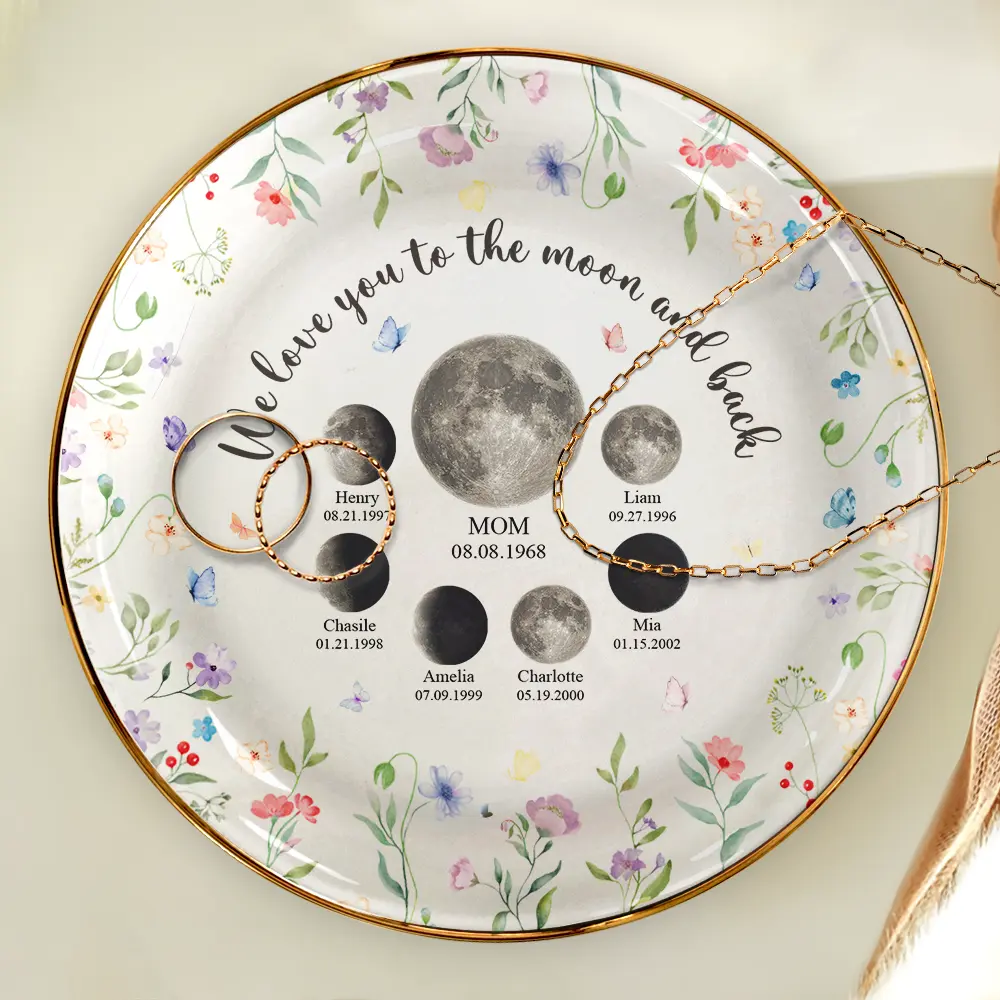 Moon Phase We Love You To The Moon And Back - Personalized Ring Dish - Image 4