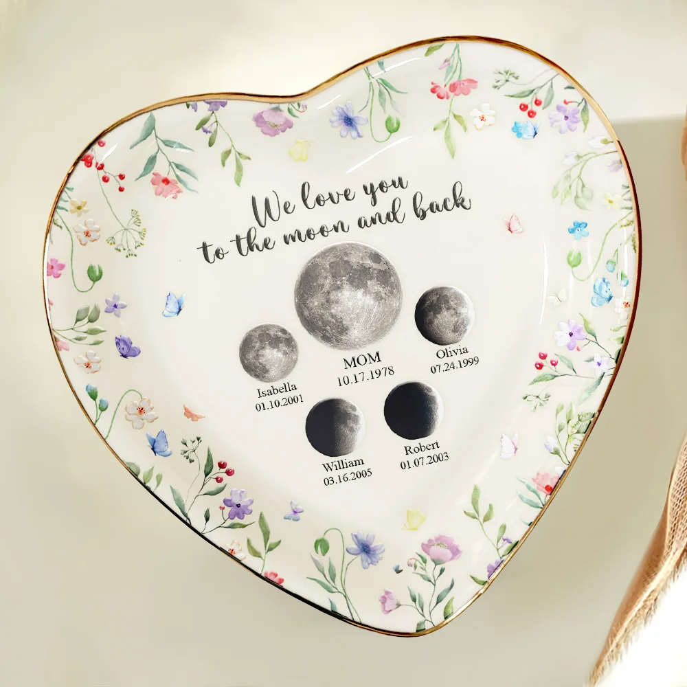 Moon Phase We Love You To The Moon And Back - Personalized Ring Dish - Image 5