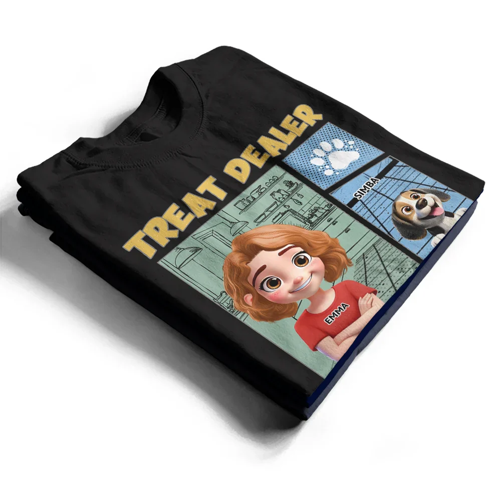 More Color Funny Comic Pet Lover Treat Dealer Cute Dog Cat - Personalized T Shirt - Image 2