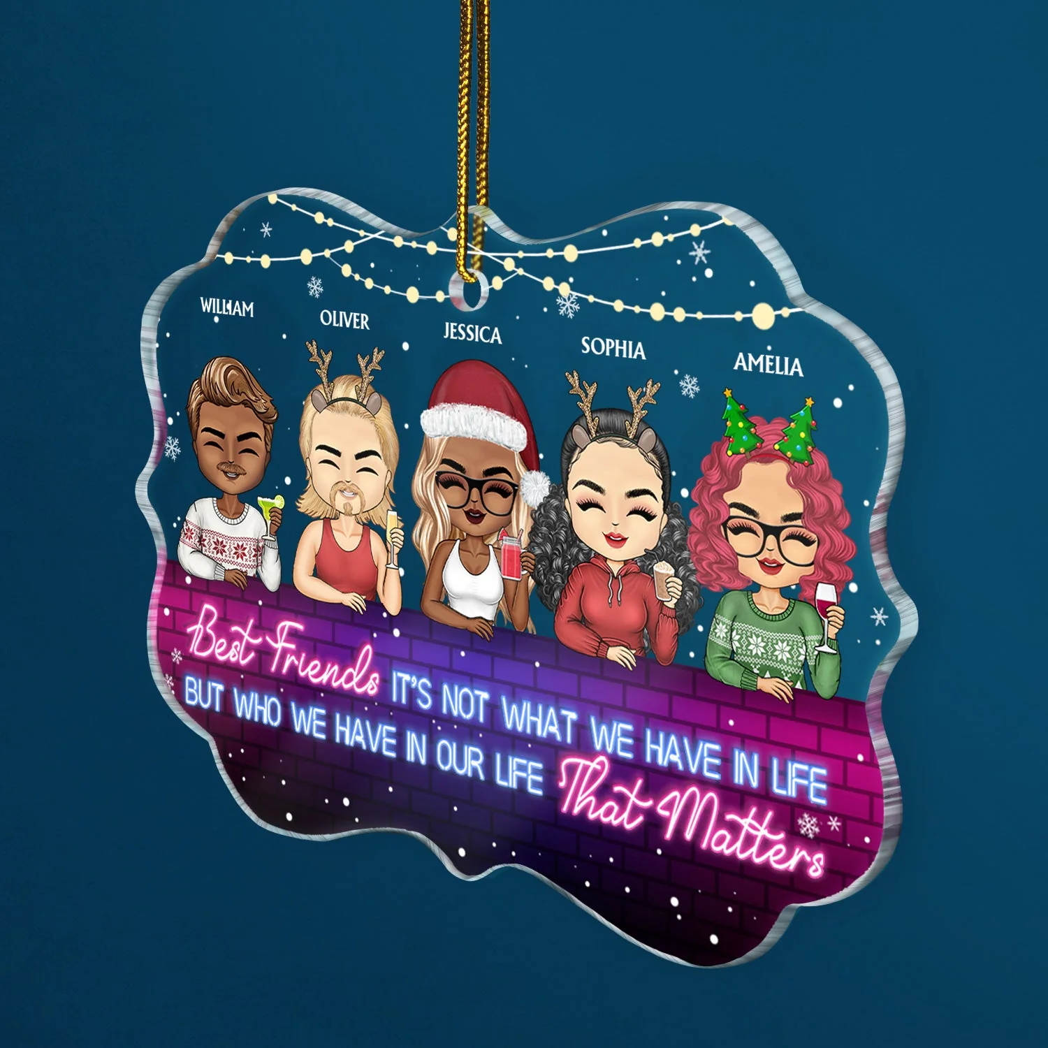 More Than Just Friends - Christmas Gifts For Besties - Personalized Medallion Acrylic Ornament - Image 2