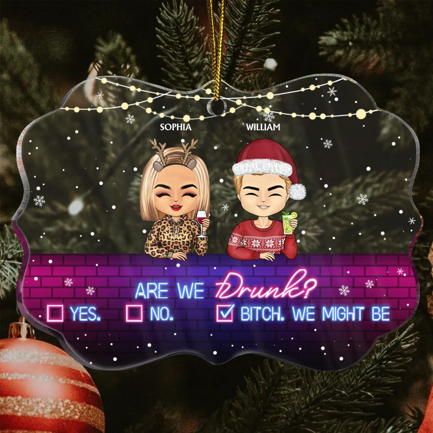 More Than Just Friends - Christmas Gifts For Besties - Personalized Medallion Acrylic Ornament - Image 3