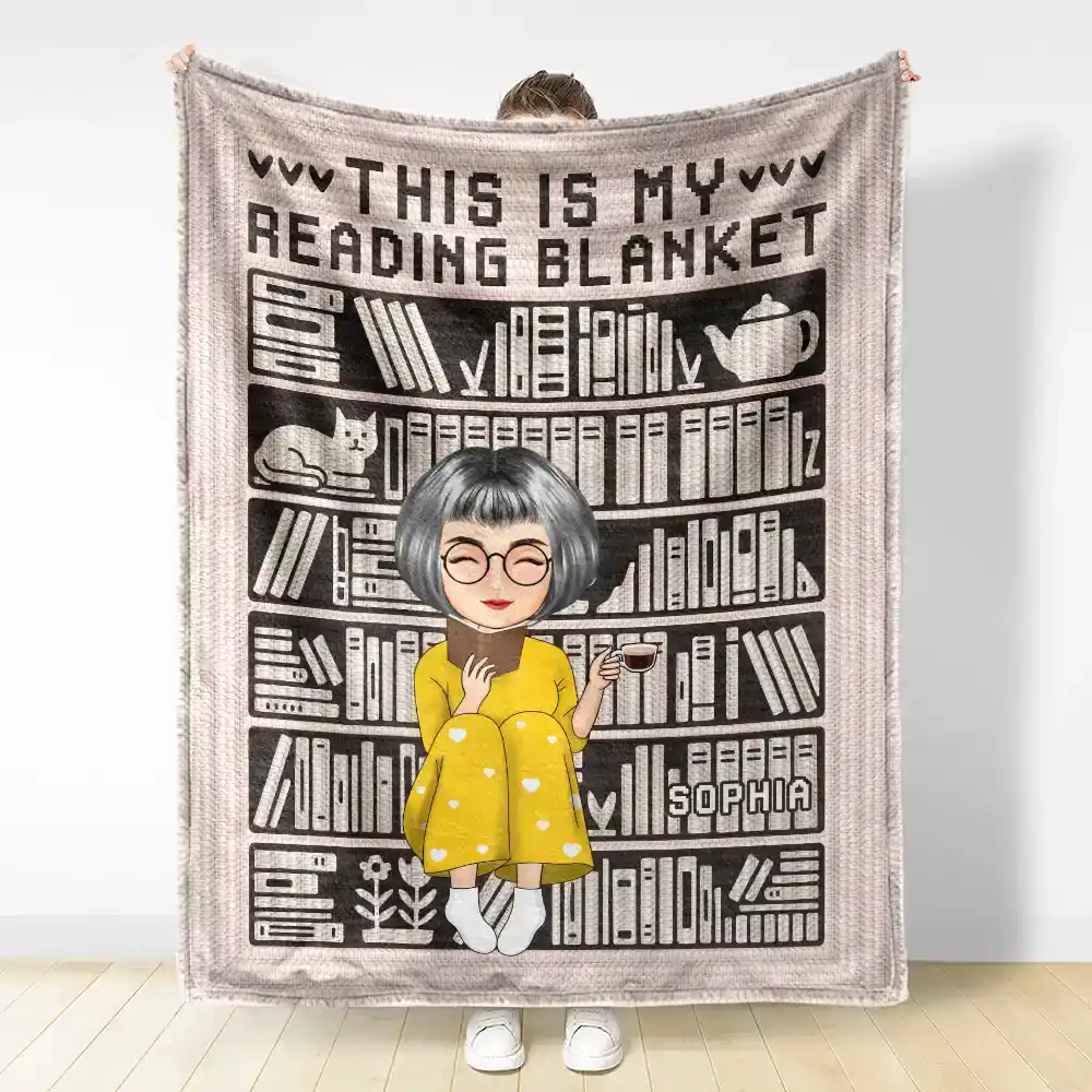 Mosaic Crochet Pattern Inspired This Is My Reading Blanket - Personalized Fleece Blanket, Sherpa Blanket - Image 3
