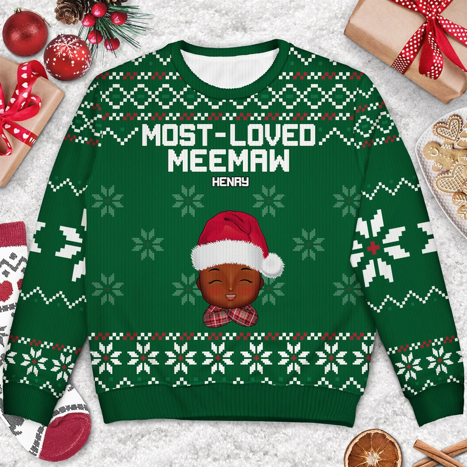Most Loved Nana - Christmas, Loving Gift For Mom, Mother, Mama, Grandma, Grandmother - Personalized Unisex Ugly Sweater - Image 3