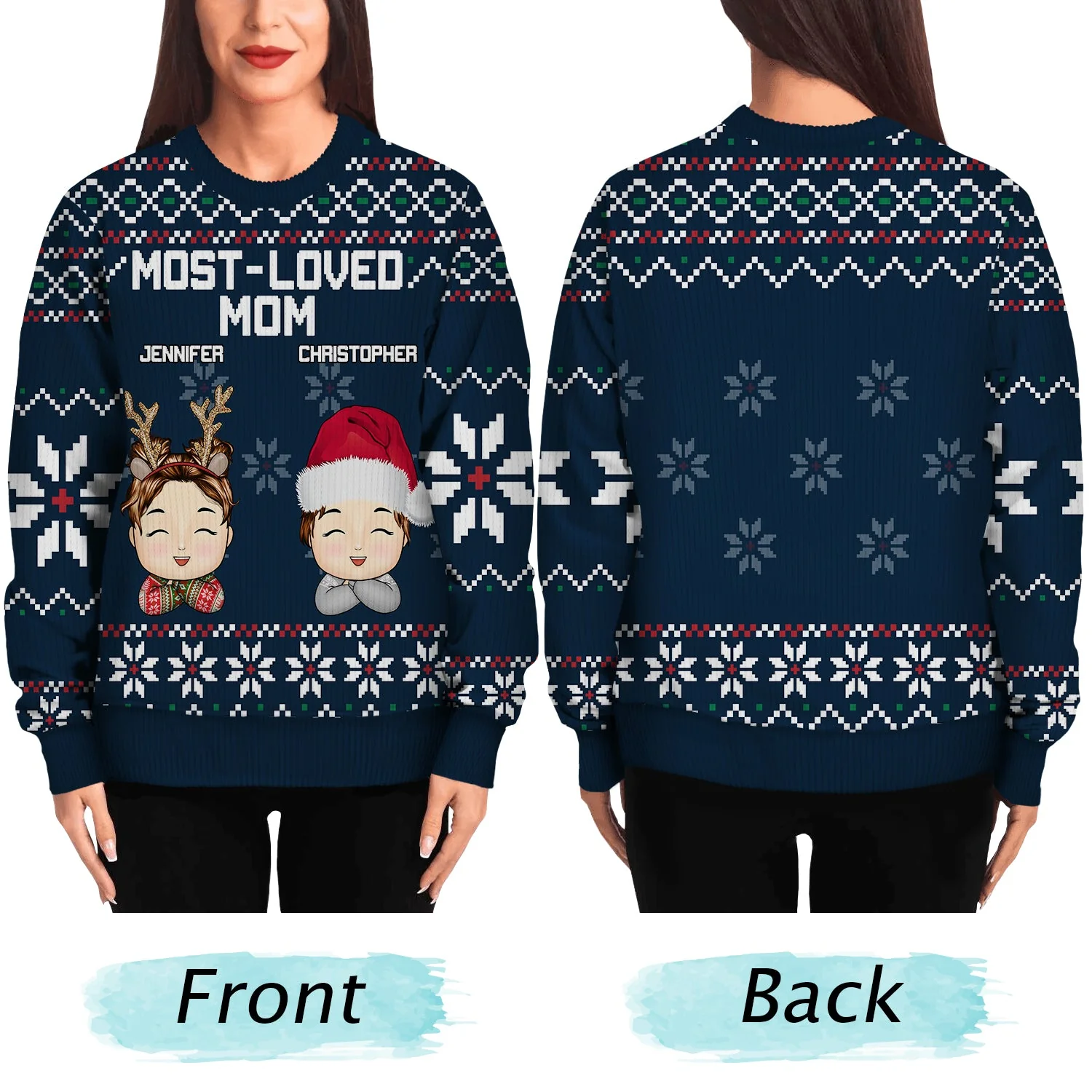 Most Loved Nana - Christmas, Loving Gift For Mom, Mother, Mama, Grandma, Grandmother - Personalized Unisex Ugly Sweater - Image 5