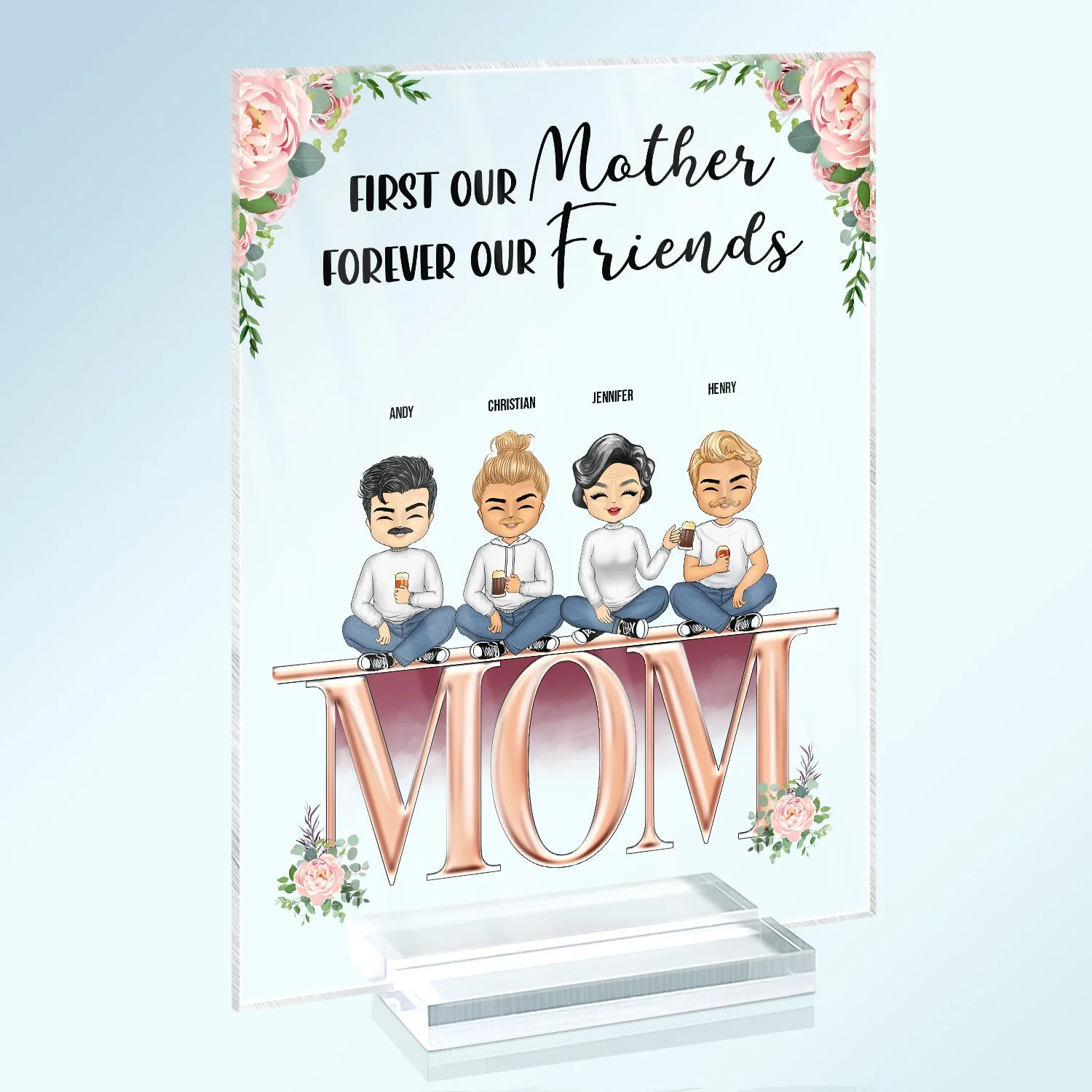 Mother And Children Best Friends Forever - Gift For Mom, Mother - Personalized Custom Vertical Rectangle Acrylic Plaque - Image 2
