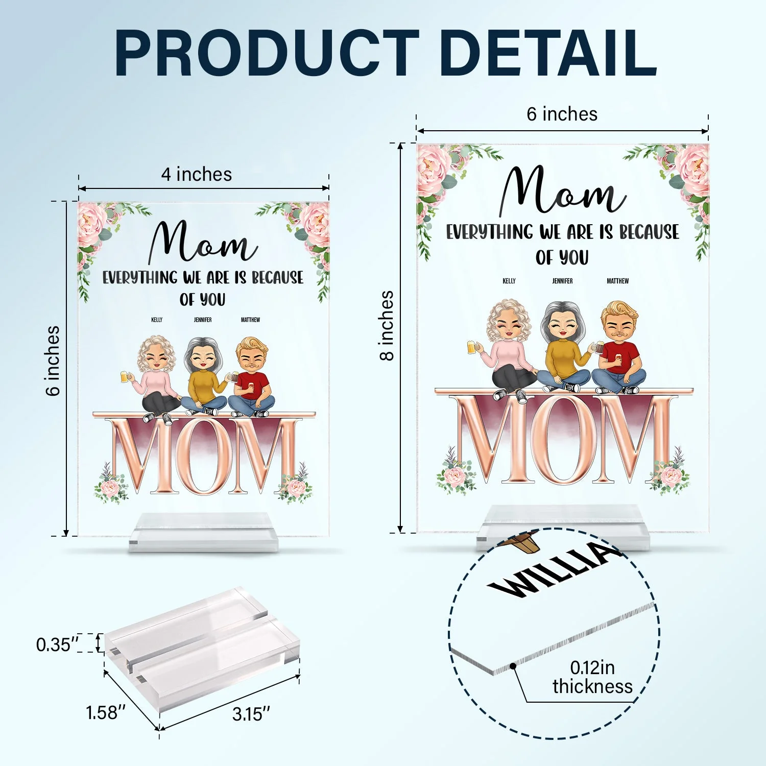 Mother And Children Best Friends Forever - Gift For Mom, Mother - Personalized Custom Vertical Rectangle Acrylic Plaque - Image 5