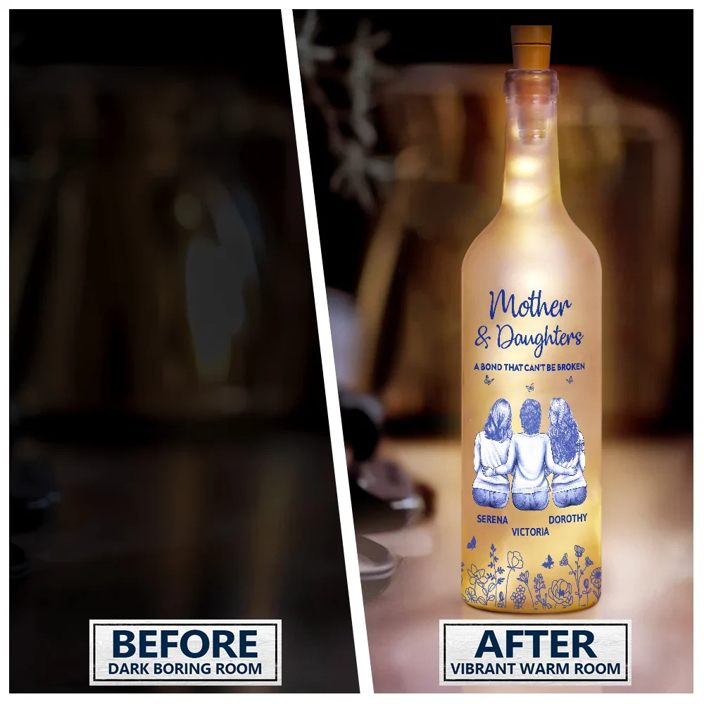 Mother And Daughter A Bond That Can't Be Broken - Personalized Bottle Light - Image 2