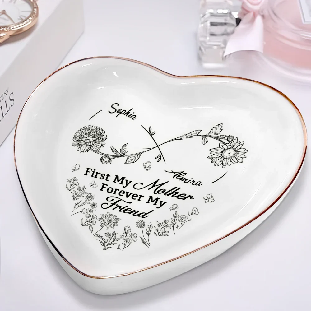 Mother And Daughter A Bond That Can't Be Broken - Personalized Heart Ring Dish - Image 2