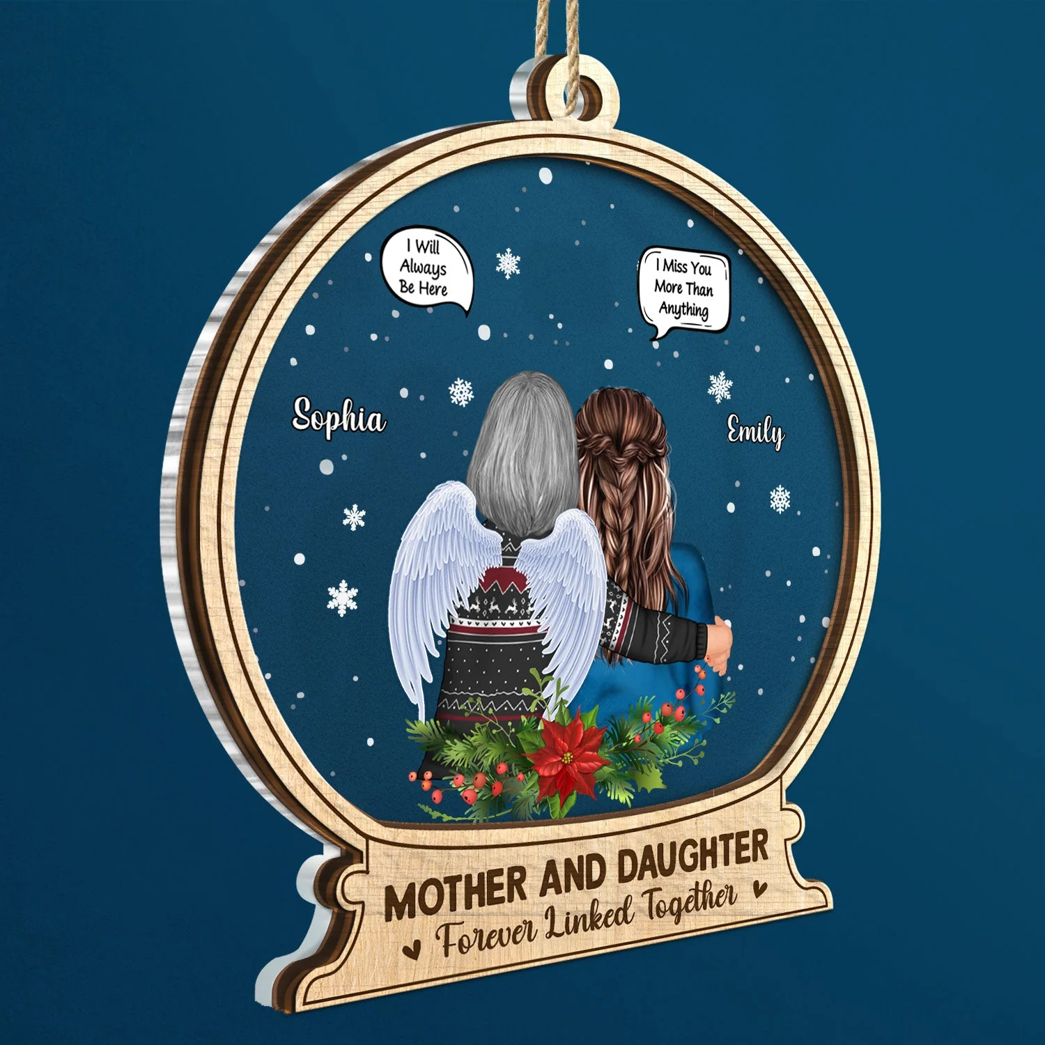 Mother And Daughter Are Always Connected At Heart - Christmas Keepsake, Memorial Gift - Personalized 2-Layered Mix Ornament - Image 2