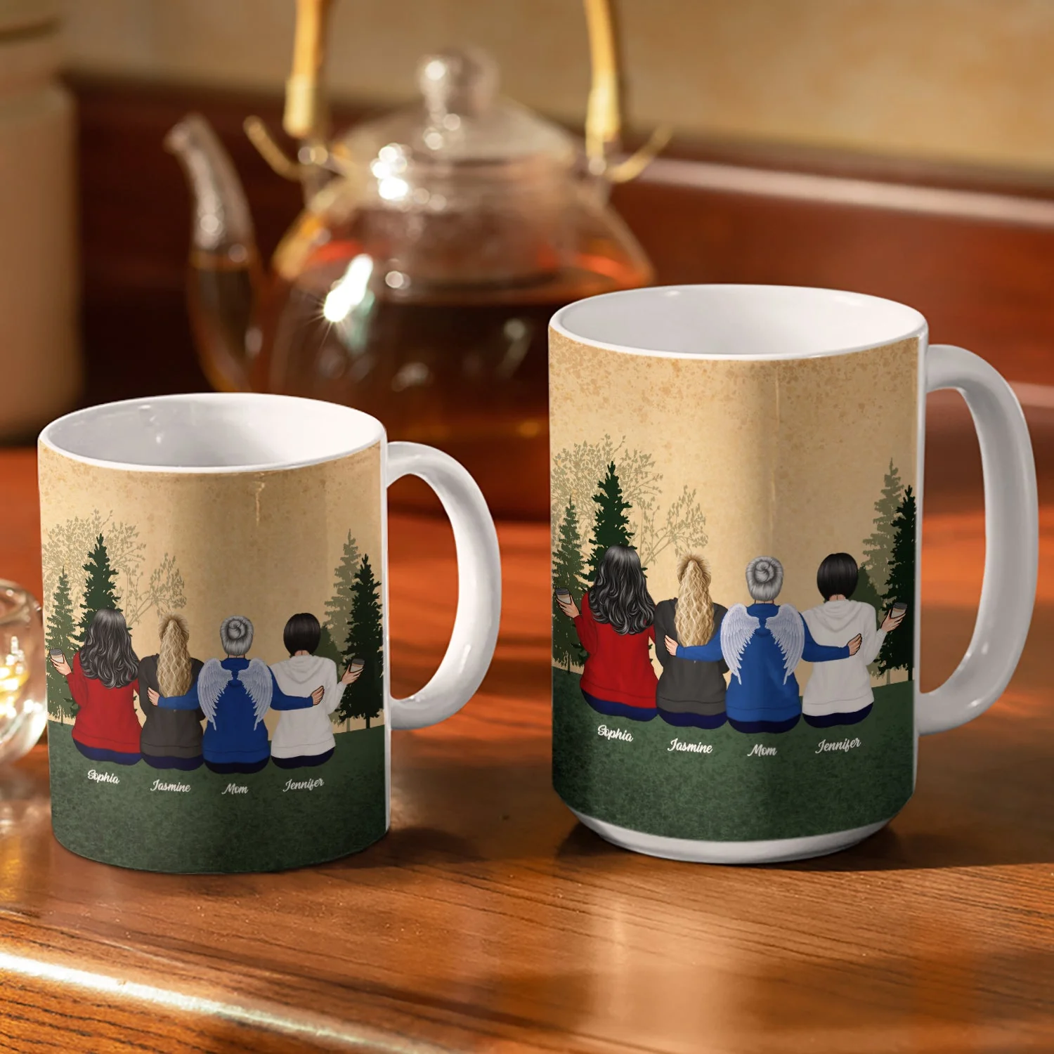 Mother And Daughter Forever Linked - Gift For Mother And Daughter - Personalized Custom White Edge-to-Edge Mug - Image 3