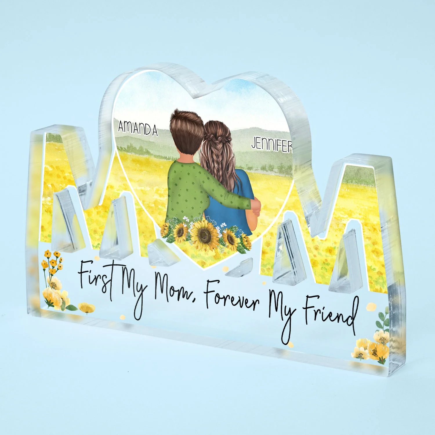 Mother And Daughter Forever Linked Together - Birthday, Anniversary, Loving Gift For Mom, Grandma, Daughter, Granddaughter - Personalized Mom Shaped Acrylic Plaque - Image 2