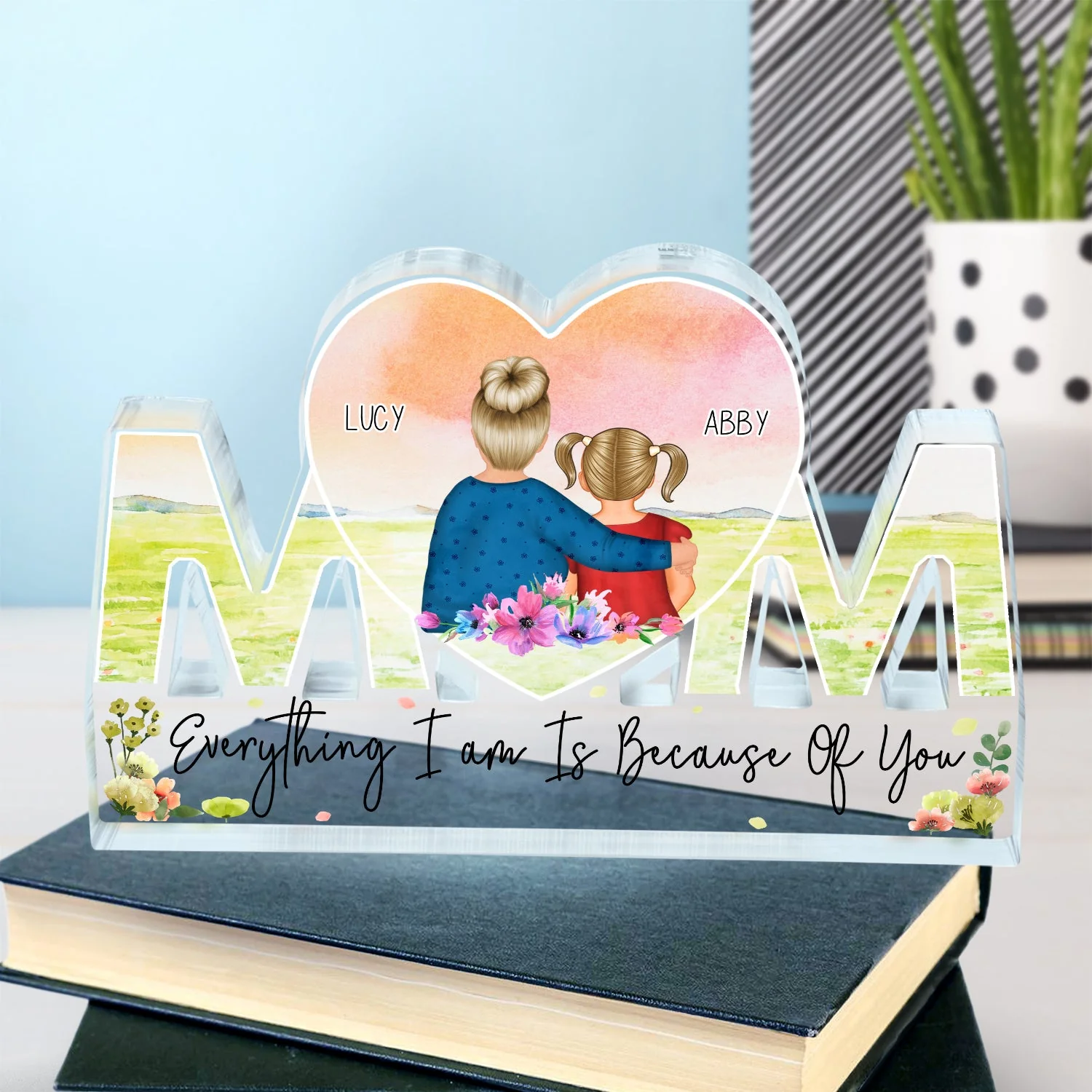 Mother And Daughter Forever Linked Together - Birthday, Anniversary, Loving Gift For Mom, Grandma, Daughter, Granddaughter - Personalized Mom Shaped Acrylic Plaque - Image 4