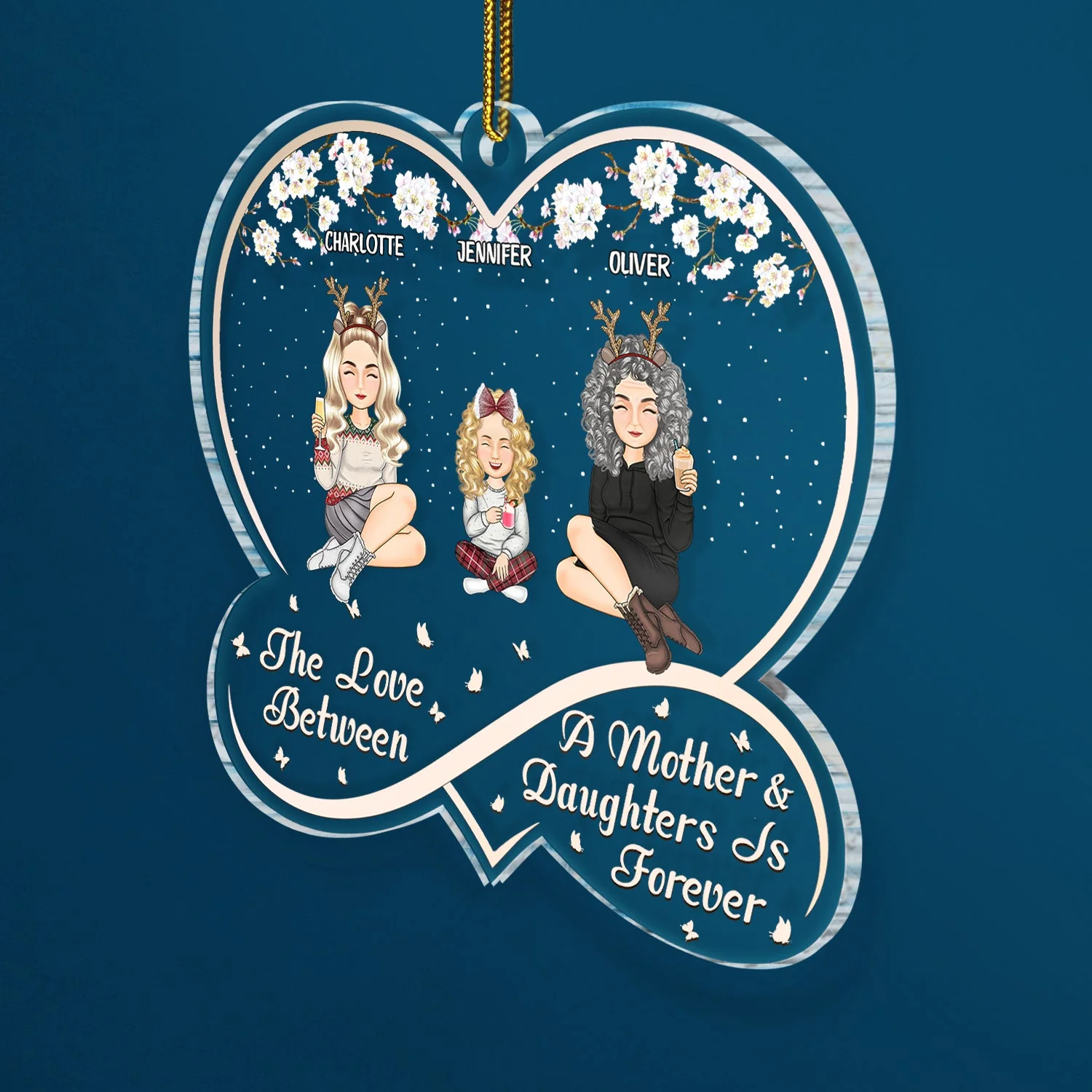 Mother And Daughter Forever Linked Together - Christmas Gift For Mom - Personalized Custom Shaped Acrylic Ornament - Image 2