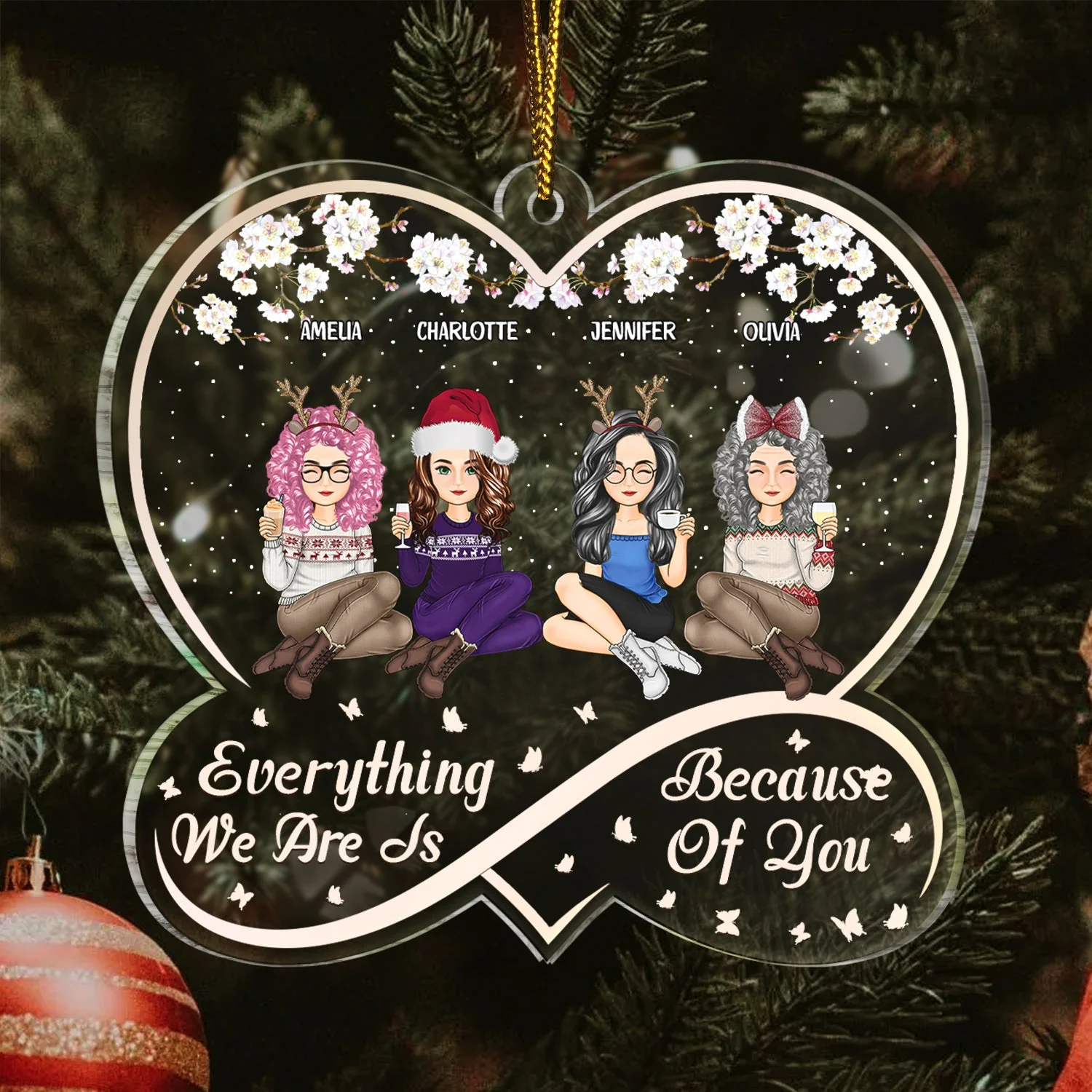Mother And Daughter Forever Linked Together - Christmas Gift For Mom - Personalized Custom Shaped Acrylic Ornament - Image 3