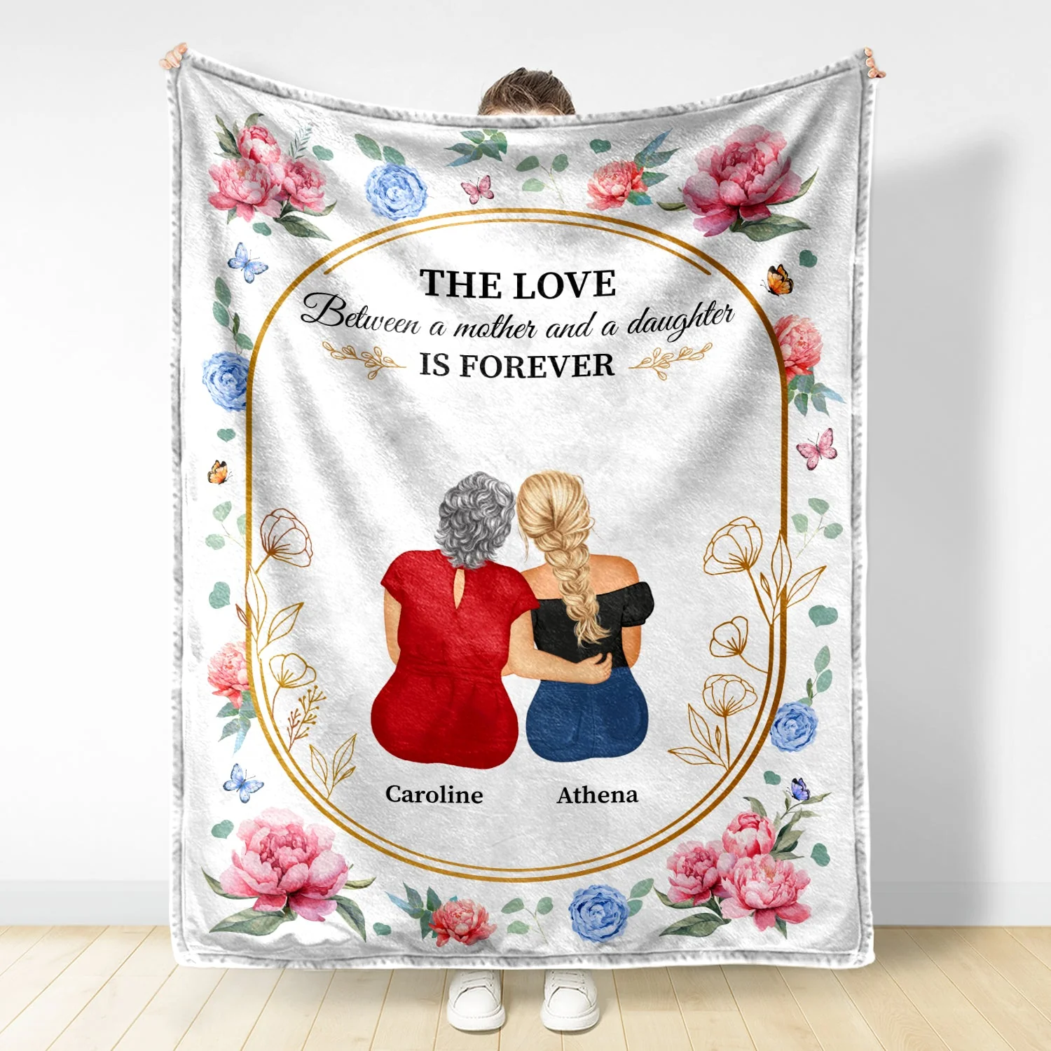 Mother And Daughter Forever Linked Together - Loving Gift For Mother - Personalized Fleece Blanket - Image 2