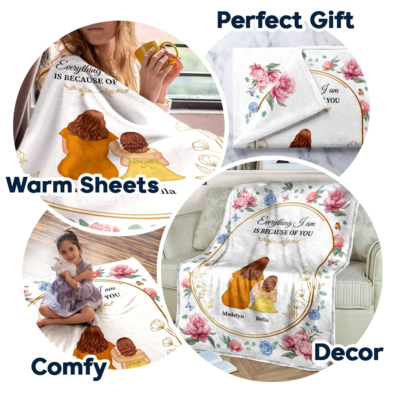 Mother And Daughter Forever Linked Together - Loving Gift For Mother - Personalized Fleece Blanket - Image 5