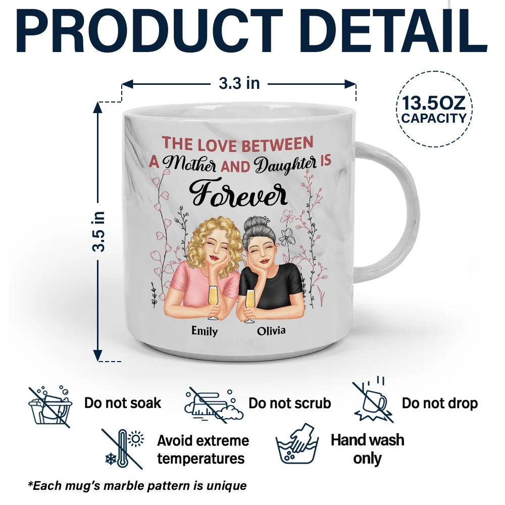 Mother And Daughter Forever - Personalized Marble Mug - Image 5
