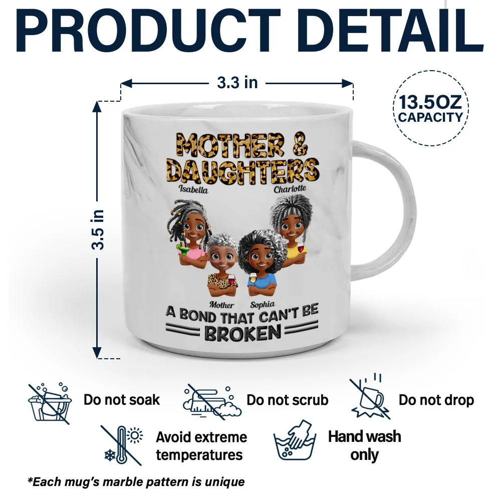 Mother And Daughters A Bond That Can't Be Broken - Personalized Marble Mug - Image 5