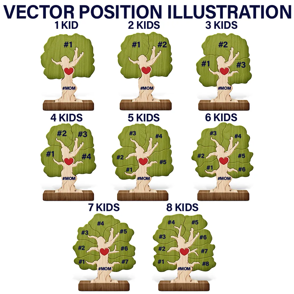 Mother & Children Forever Linked Together - Personalized Custom Shaped Wooden Puzzle - Image 5