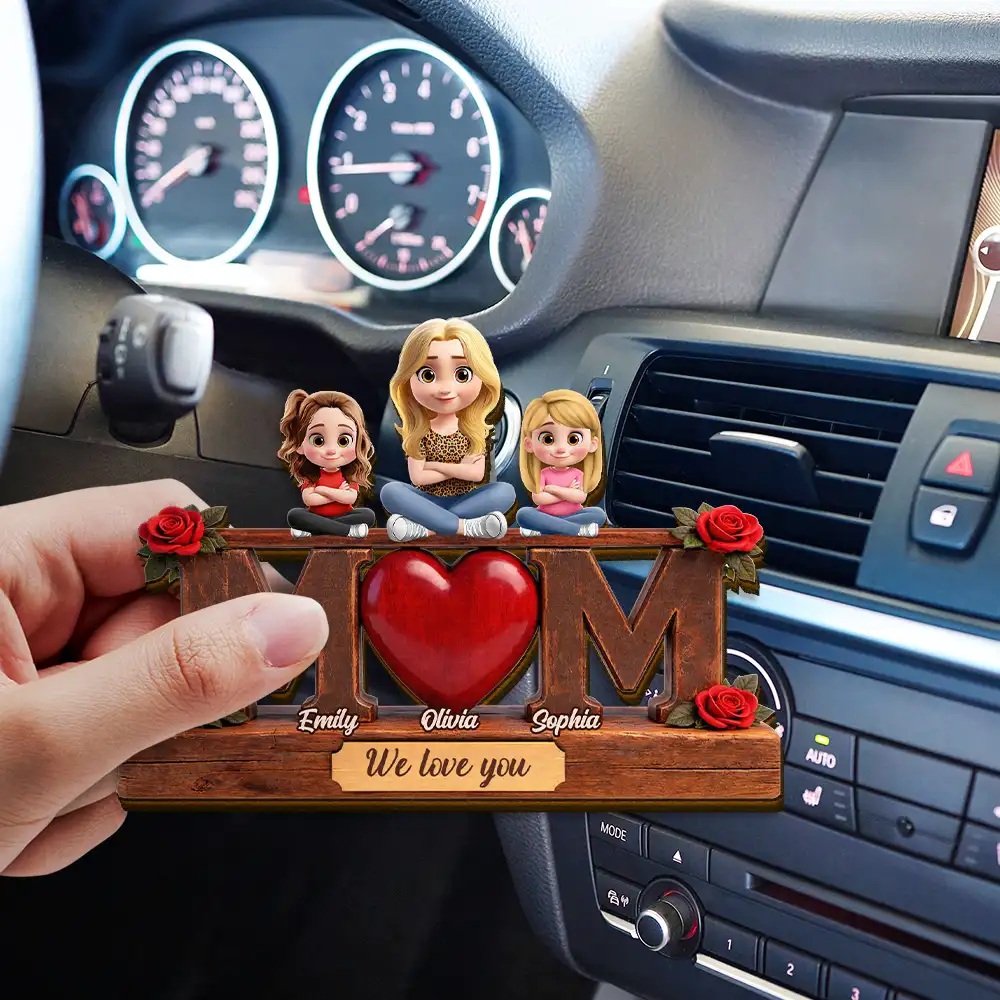 Mother & Children Mom We Love You - Personalized Custom Shaped Car Visor Clip - Image 3