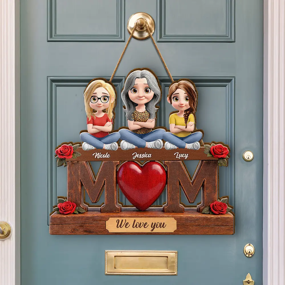 Mother & Children We Love You - Personalized Custom Shaped Wood Sign - Image 3