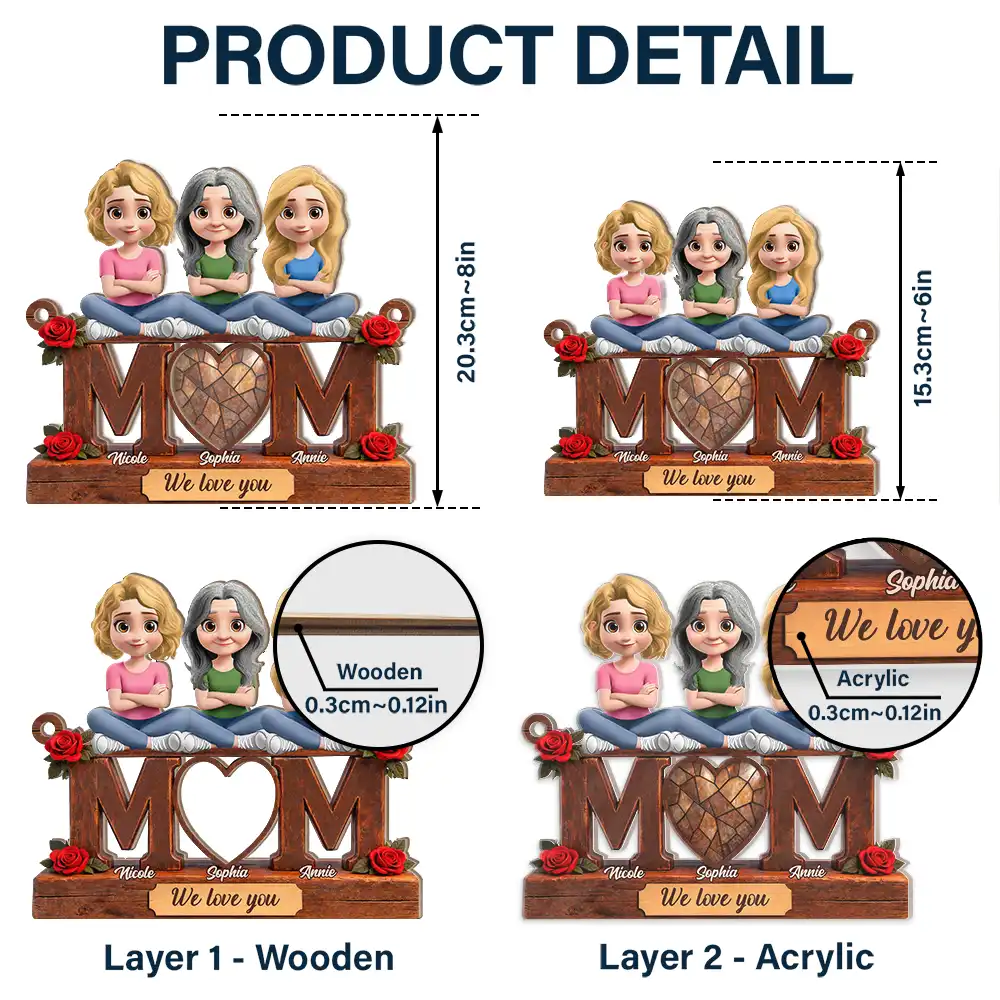 Mother & Children We Love You - Personalized Window Hanging Suncatcher Ornament - Image 5