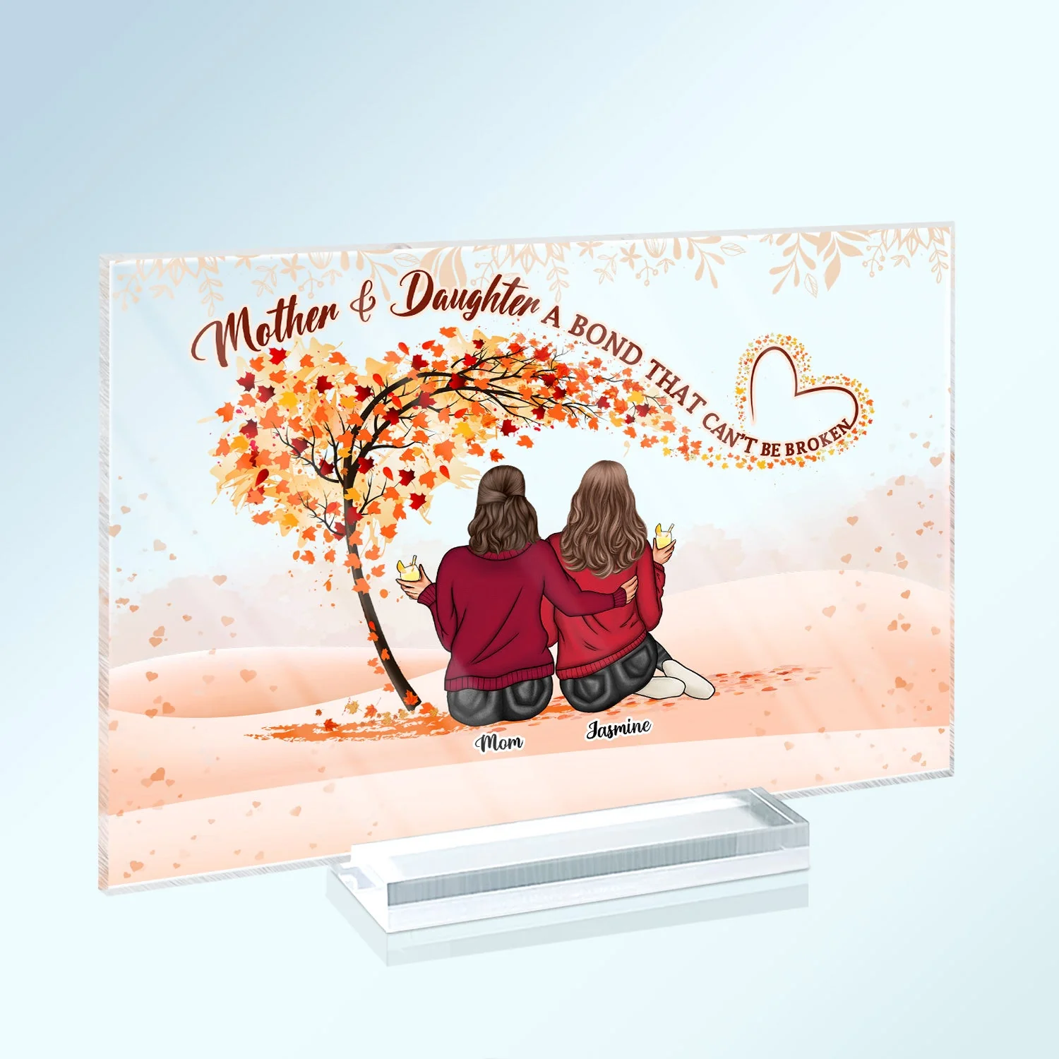 Mother & Daughter A Bond Can't Be Broken - Gift For Mother - Personalized Custom Horizontal Rectangle Acrylic Plaque - Image 2