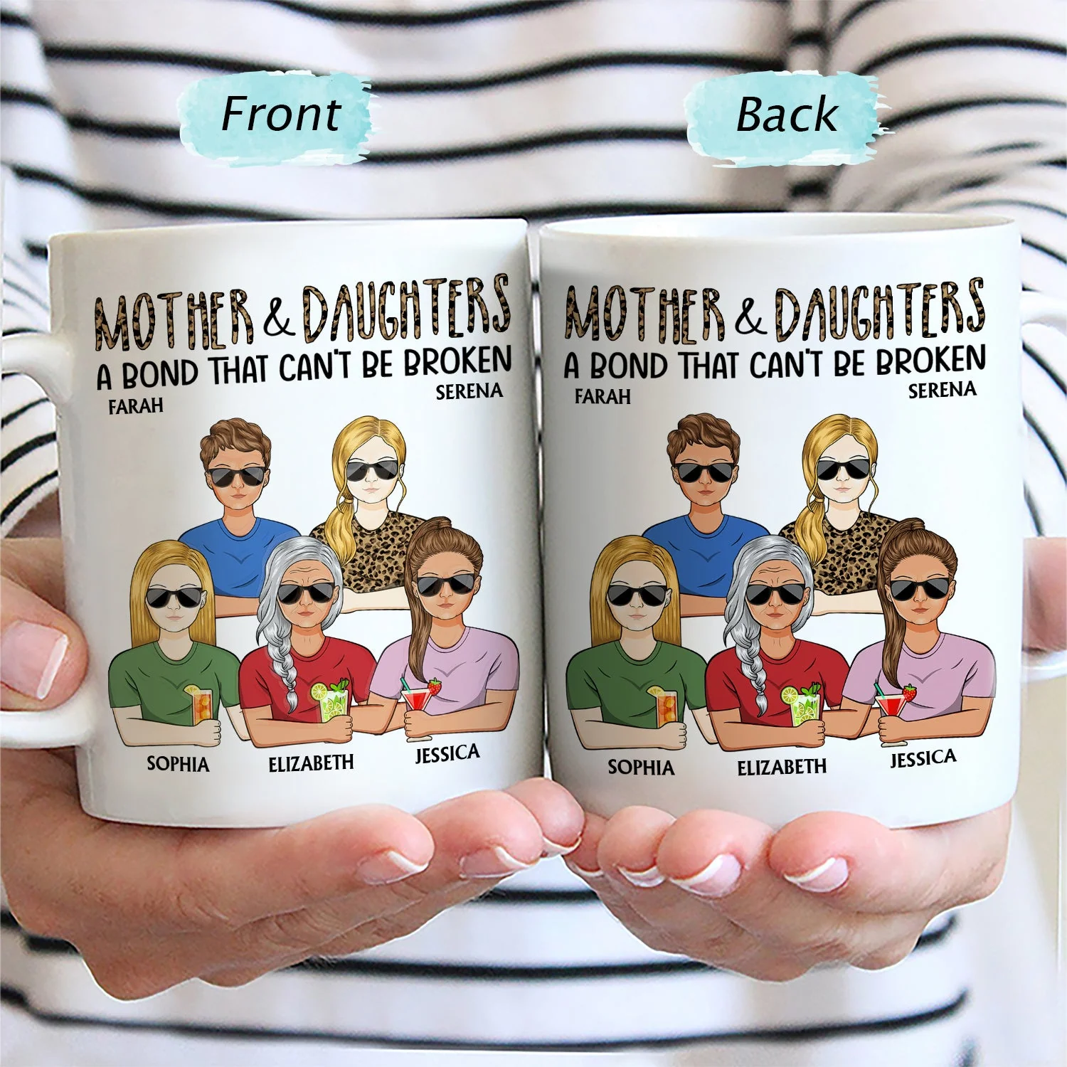 Mother & Daughter A Bond That Can't Be Broken Family - Gift For Mom, Mother, Grandma - Personalized Mug - Image 2
