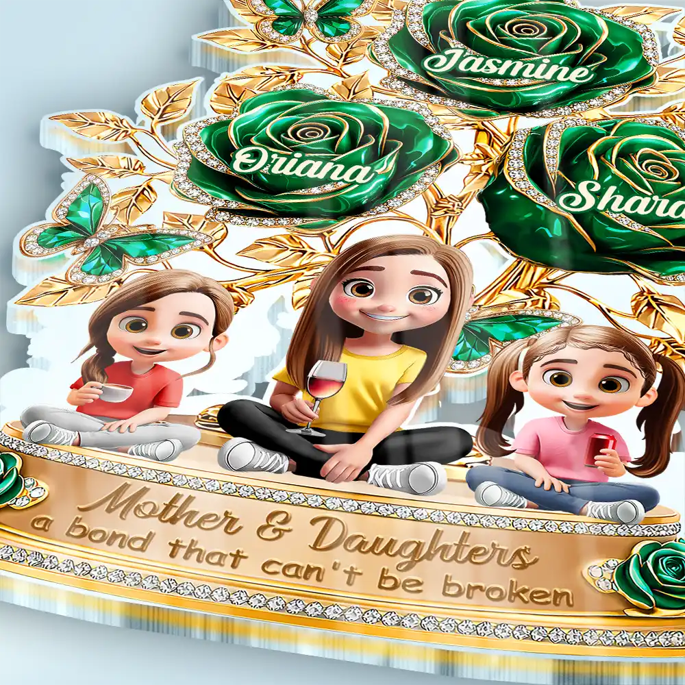 Mother & Daughter A Bond That Can't Be Broken Flower - Personalized Custom Shaped Acrylic Plaque - Image 3