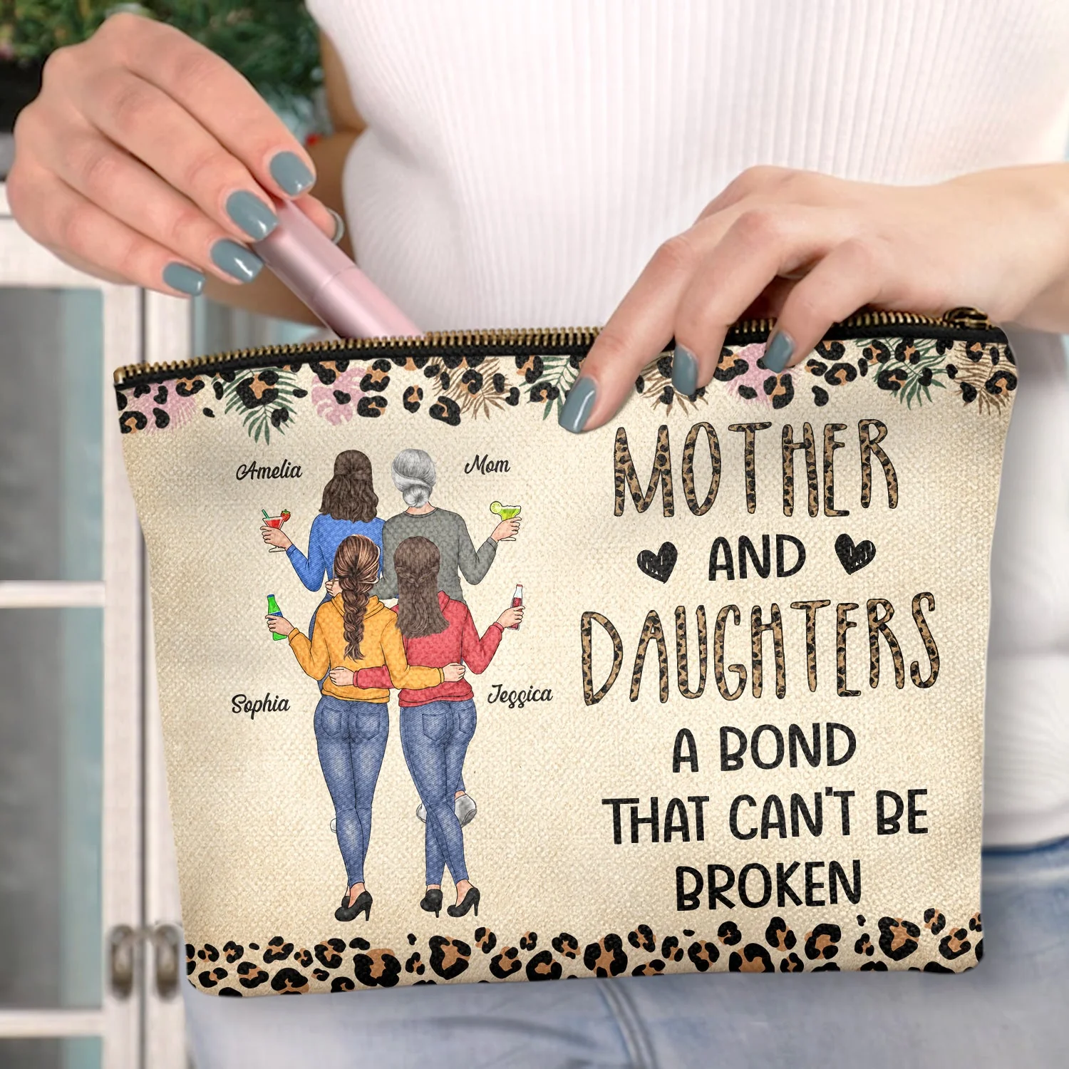 Mother & Daughter A Bond That Can't Be Broken - Gift For Mom, Mother, Grandma - Personalized Cosmetic Bag - Image 3