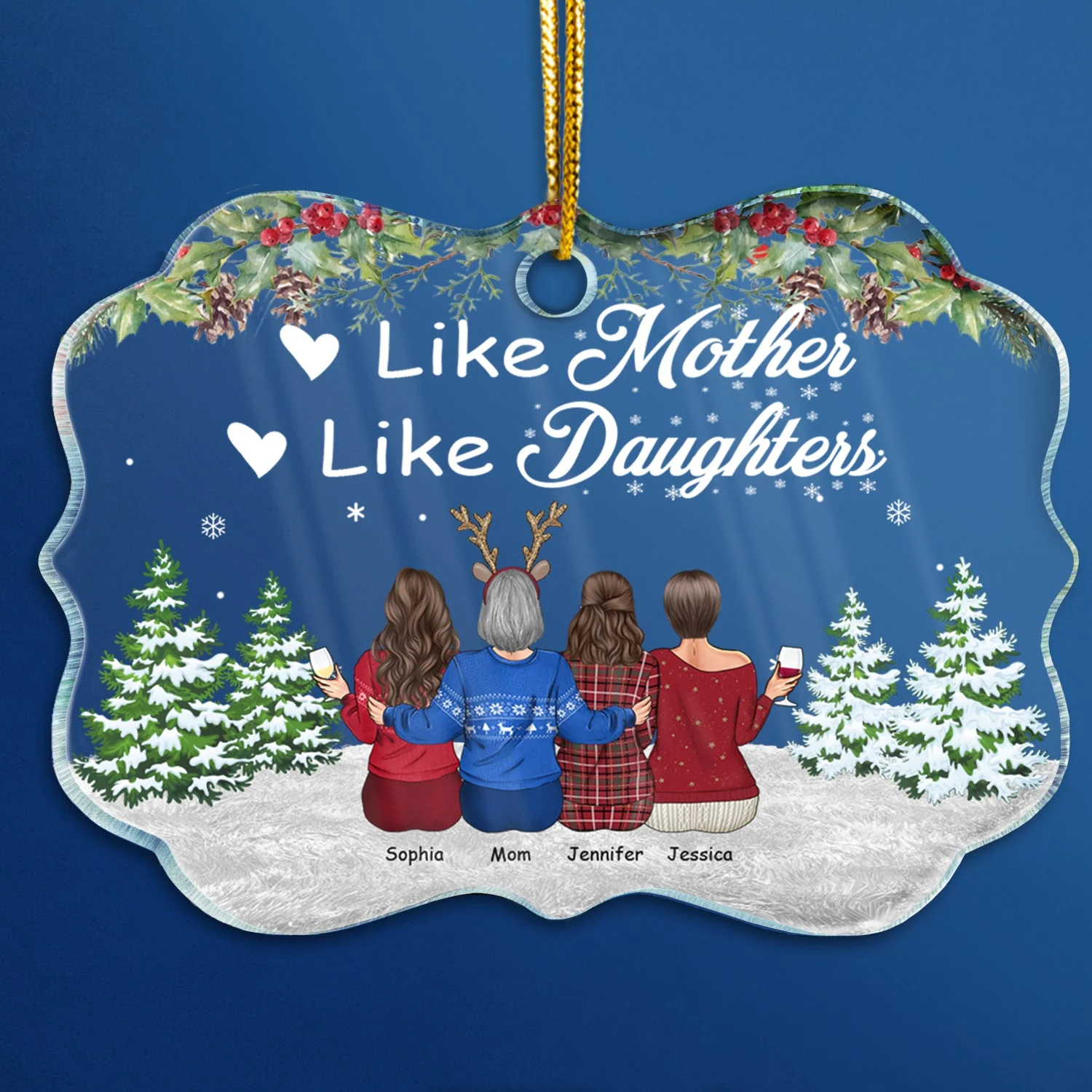 Mother Daughter Forever Linked - Christmas Gift For Mother - Personalized Custom Medallion Acrylic Ornament - Image 3