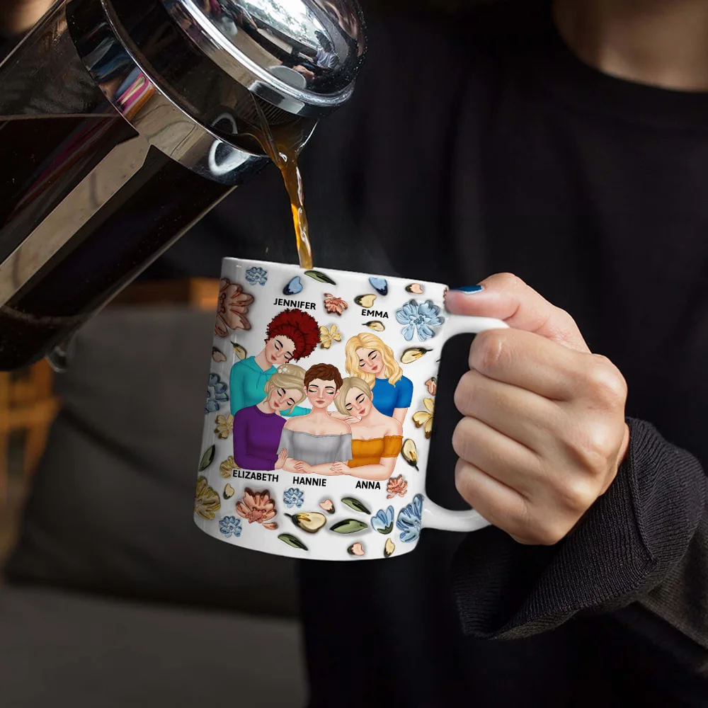 Mother & Daughter Forever Linked Together - 3D Inflated Effect Printed Mug, Personalized White Edge-to-Edge Mug - Image 4