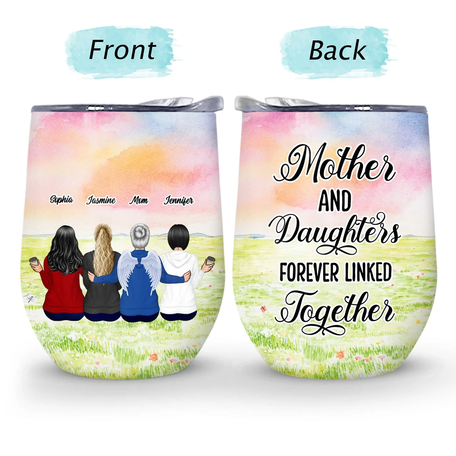 Mother Daughter Forever Linked Together - Gift For Mother, Mom Gift - Personalized Custom Wine Tumbler - Image 4