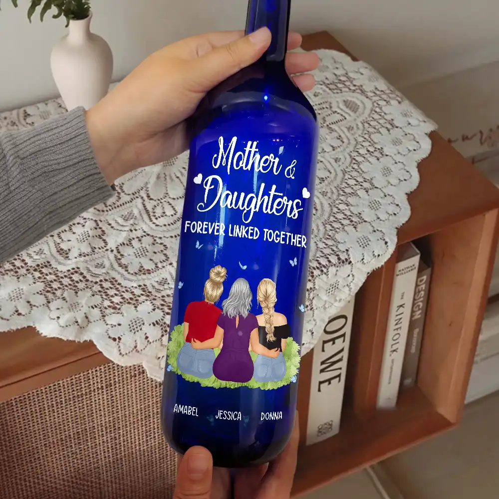 Mother & Daughter Forever Linked Together - Personalized Bottle Light - Image 2