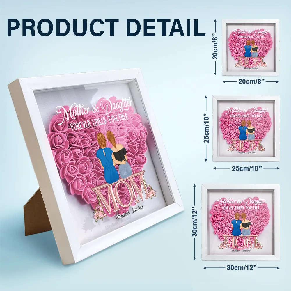 Mother & Daughter Forever Linked Together - Personalized Flower Shadow Box - Image 5