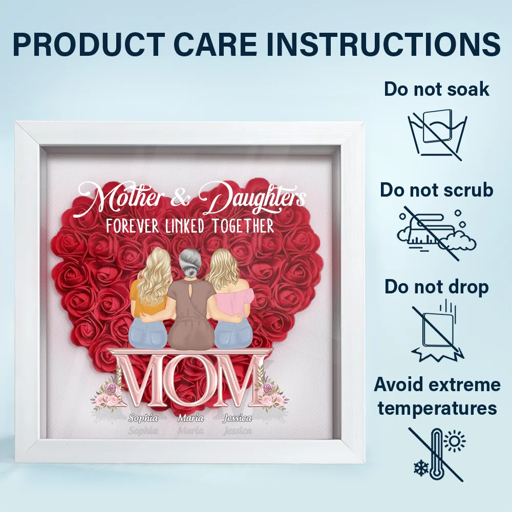 Mother & Daughter Forever Linked Together - Personalized Flower Shadow Box - Image 6