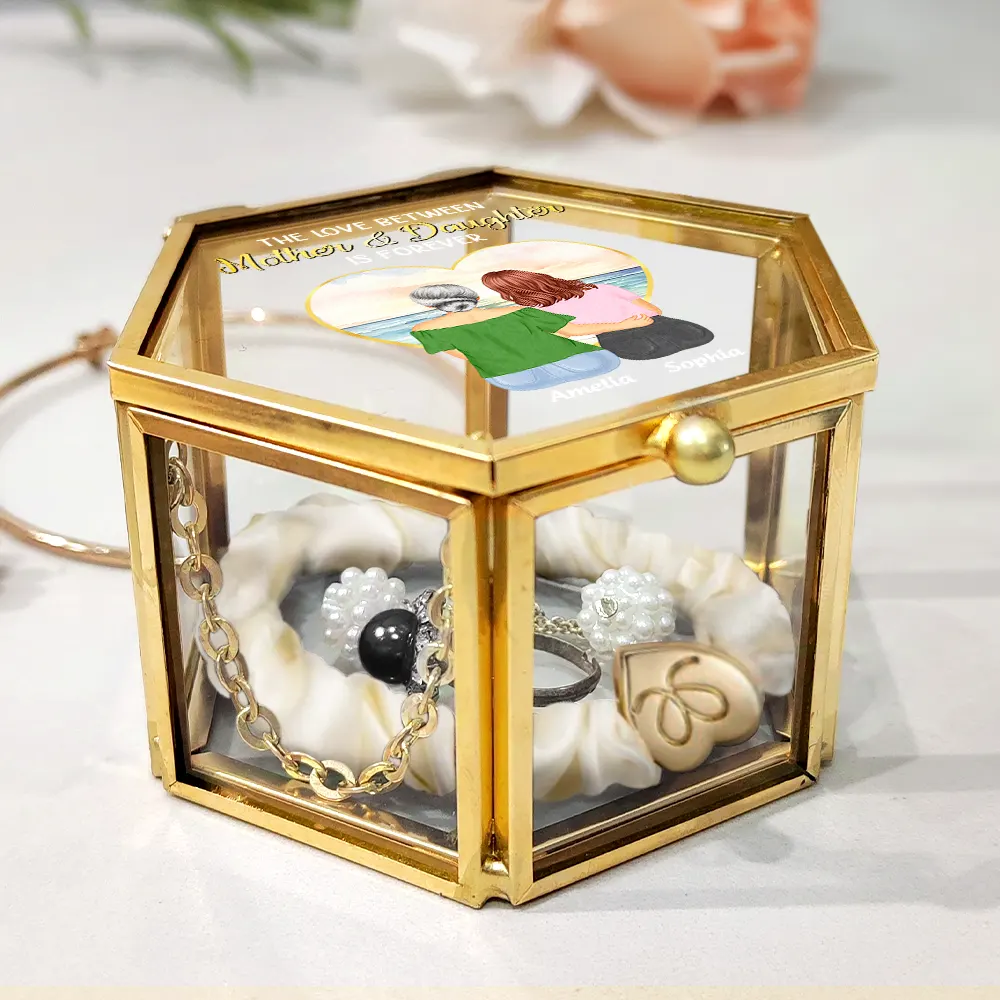 Mother & Daughter Forever Linked Together - Personalized Glass Jewelry Box - Image 3