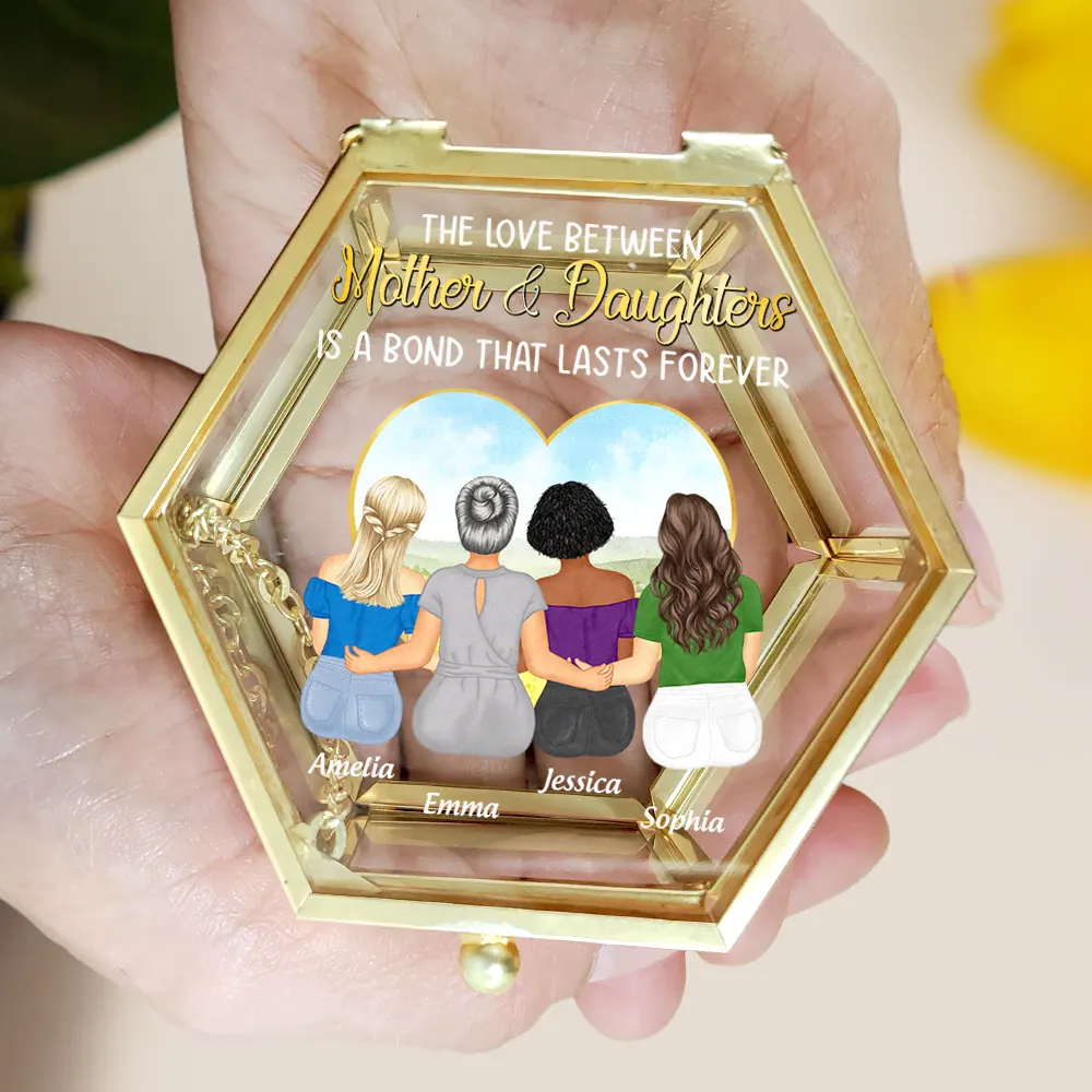 Mother & Daughter Forever Linked Together - Personalized Glass Jewelry Box - Image 5