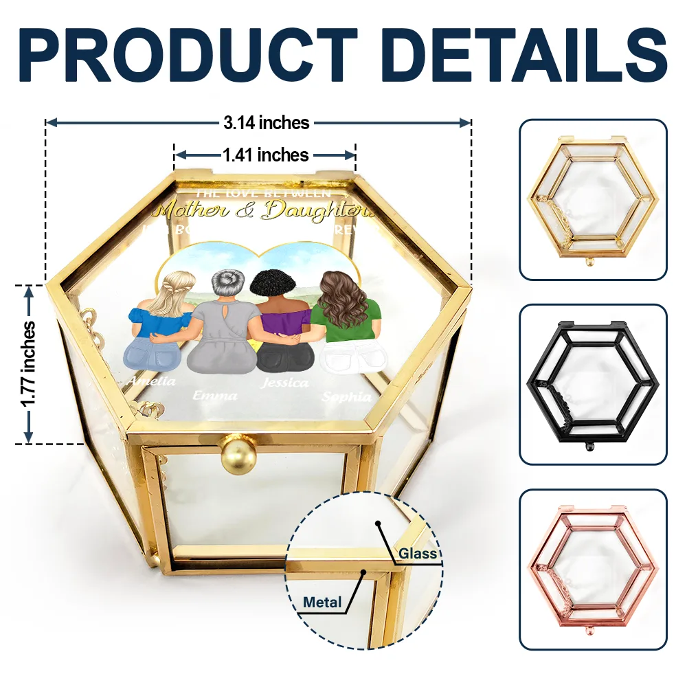 Mother & Daughter Forever Linked Together - Personalized Glass Jewelry Box - Image 6