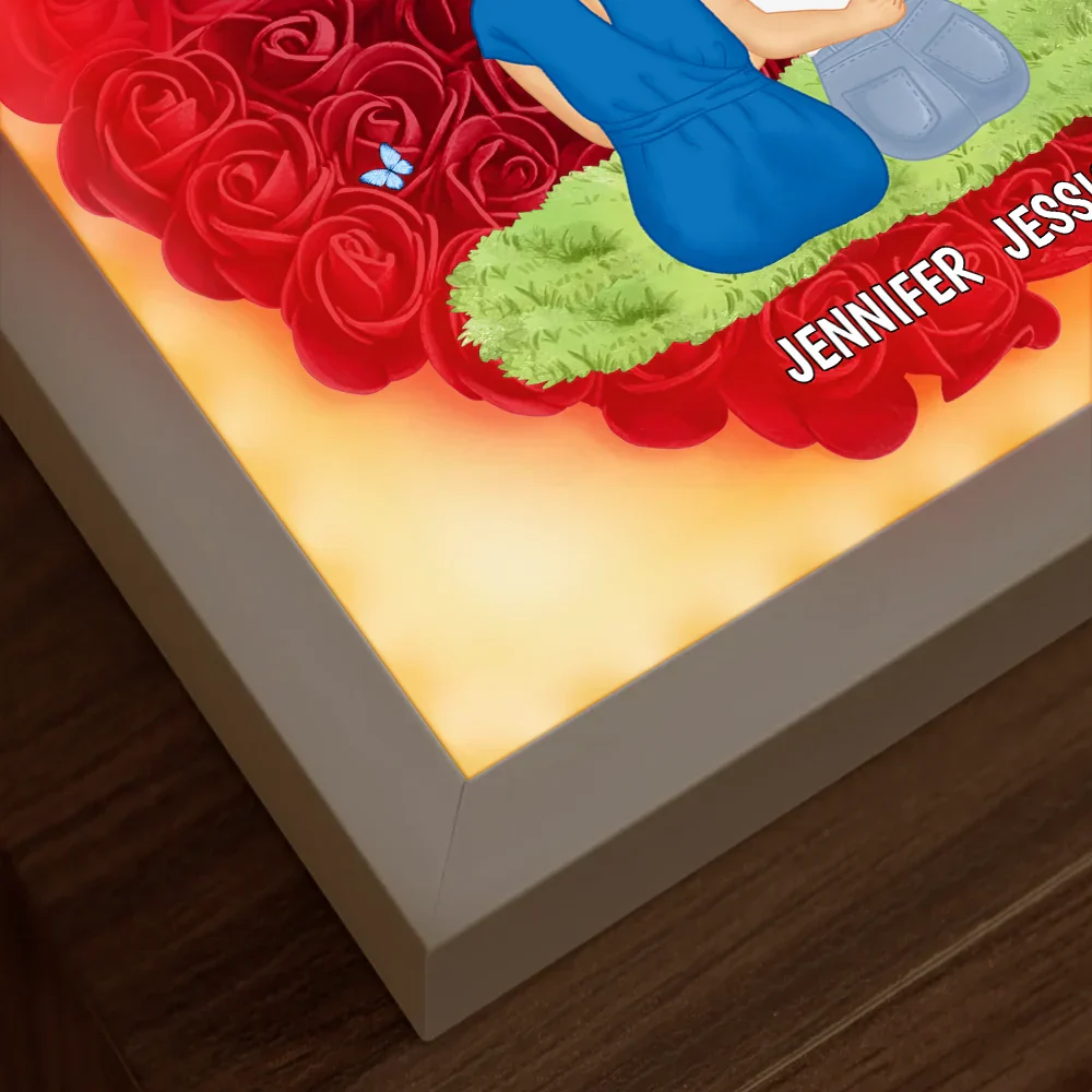 Mother Daughter Forever Linked Together - Personalized LED Light Flower Shadow Box - Image 5
