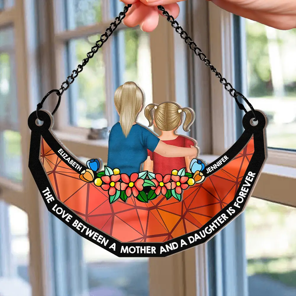 Mother & Daughter Forever Linked Together - Personalized Window Hanging Suncatcher Ornament - Image 2
