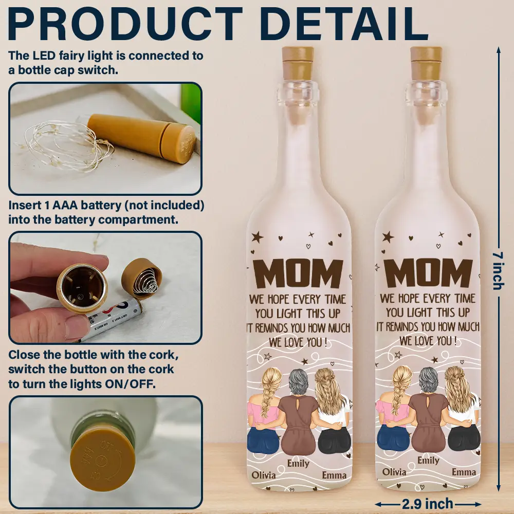 Mother Daughter Hope Every Time You Light This Up - Personalized Bottle Light - Image 4