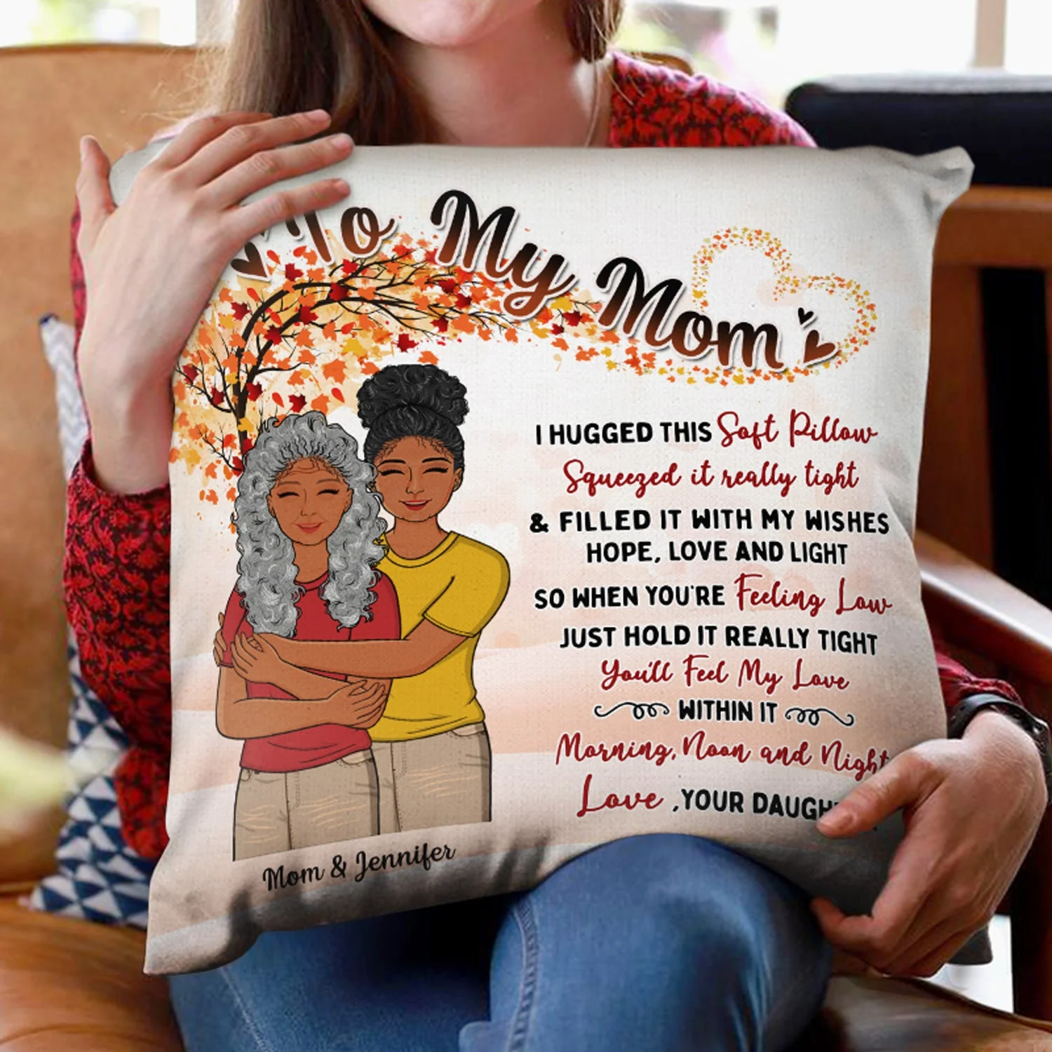 Mother Daughter I Hug This Soft Pillow - Gift For Mom - Personalized Custom Pillow - Image 2