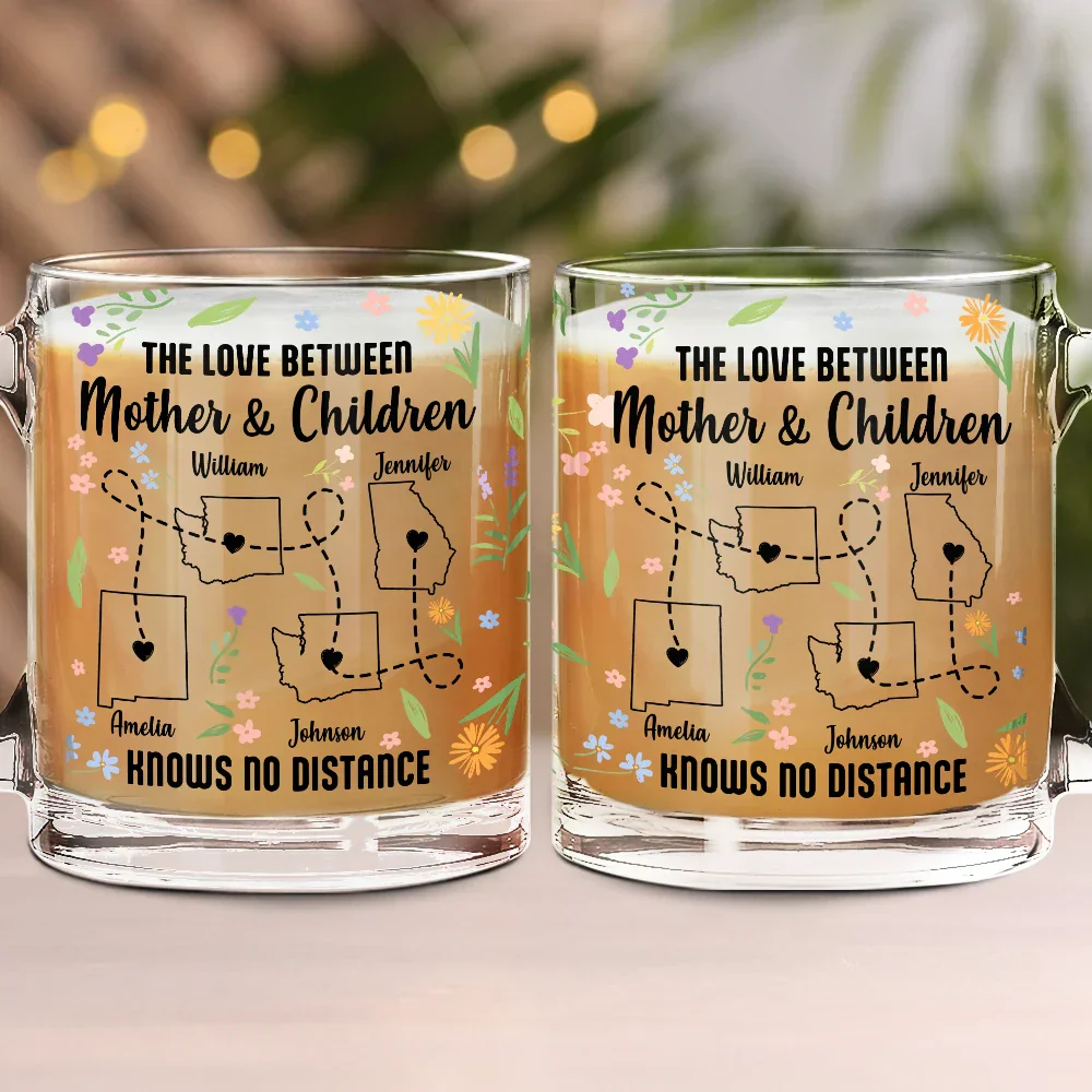 Mother Daughter The Love Knows No Distance Wild Flower State - Personalized Glass Mug - Image 2