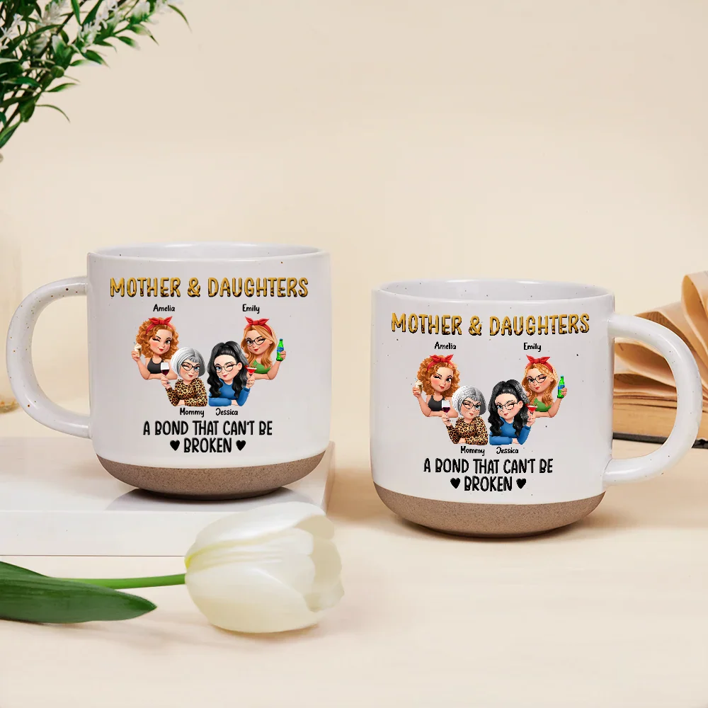 Mother & Daughters A Bond That Can't Be Broken 3D Effect - Personalized Pottery Mug - Image 2