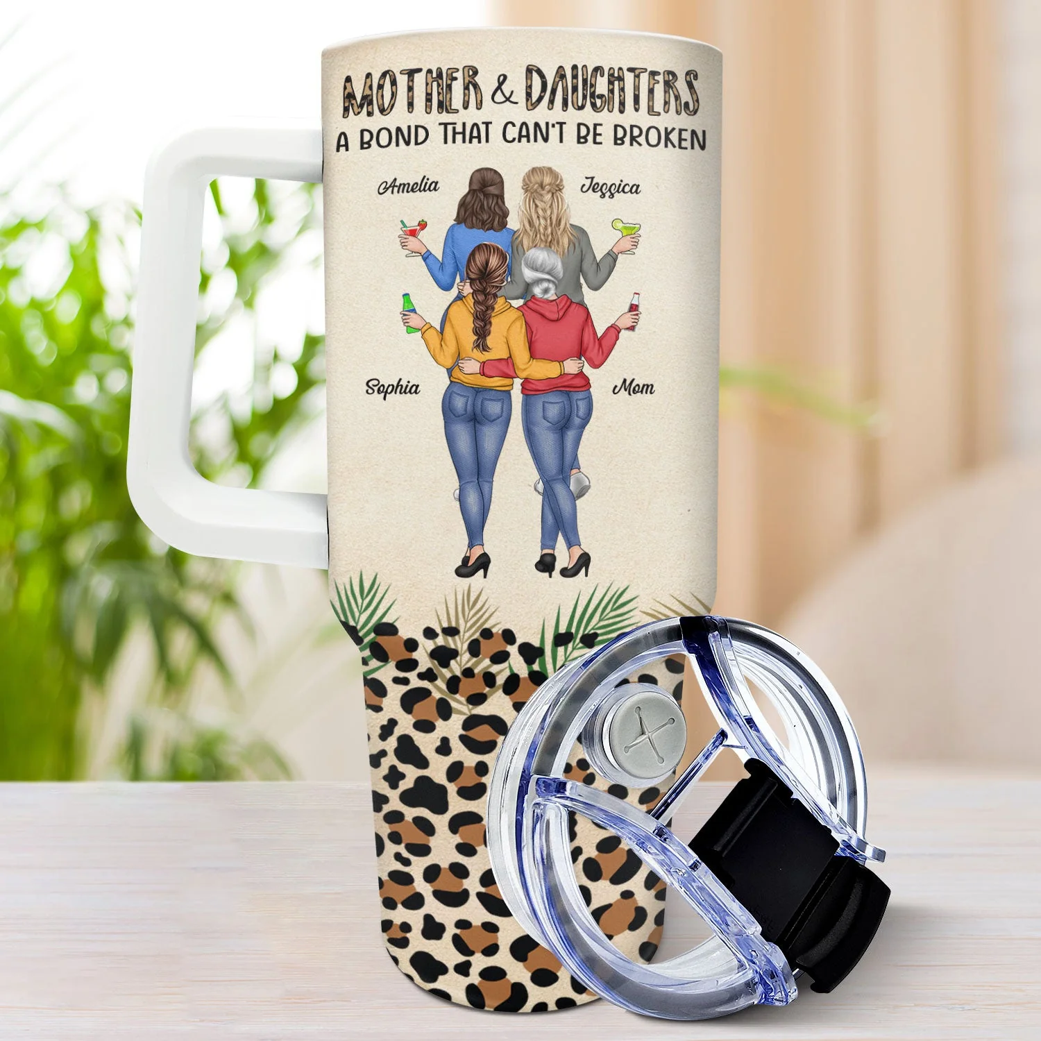 Mother & Daughters A Bond That Can't Be Broken - Gift For Mom, Mother, Grandma - Personalized 40oz Tumbler With Straw - Image 3