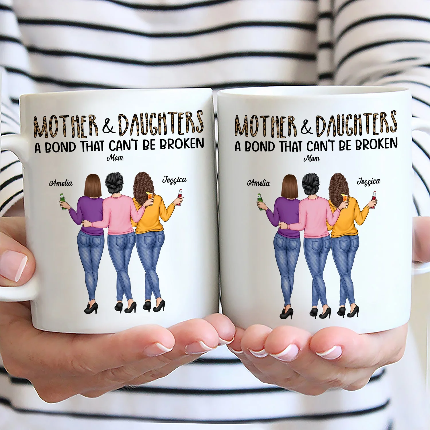 Mother & Daughters A Bond That Can't Be Broken - Gift For Mom, Mother, Grandma - Personalized Mug - Image 2