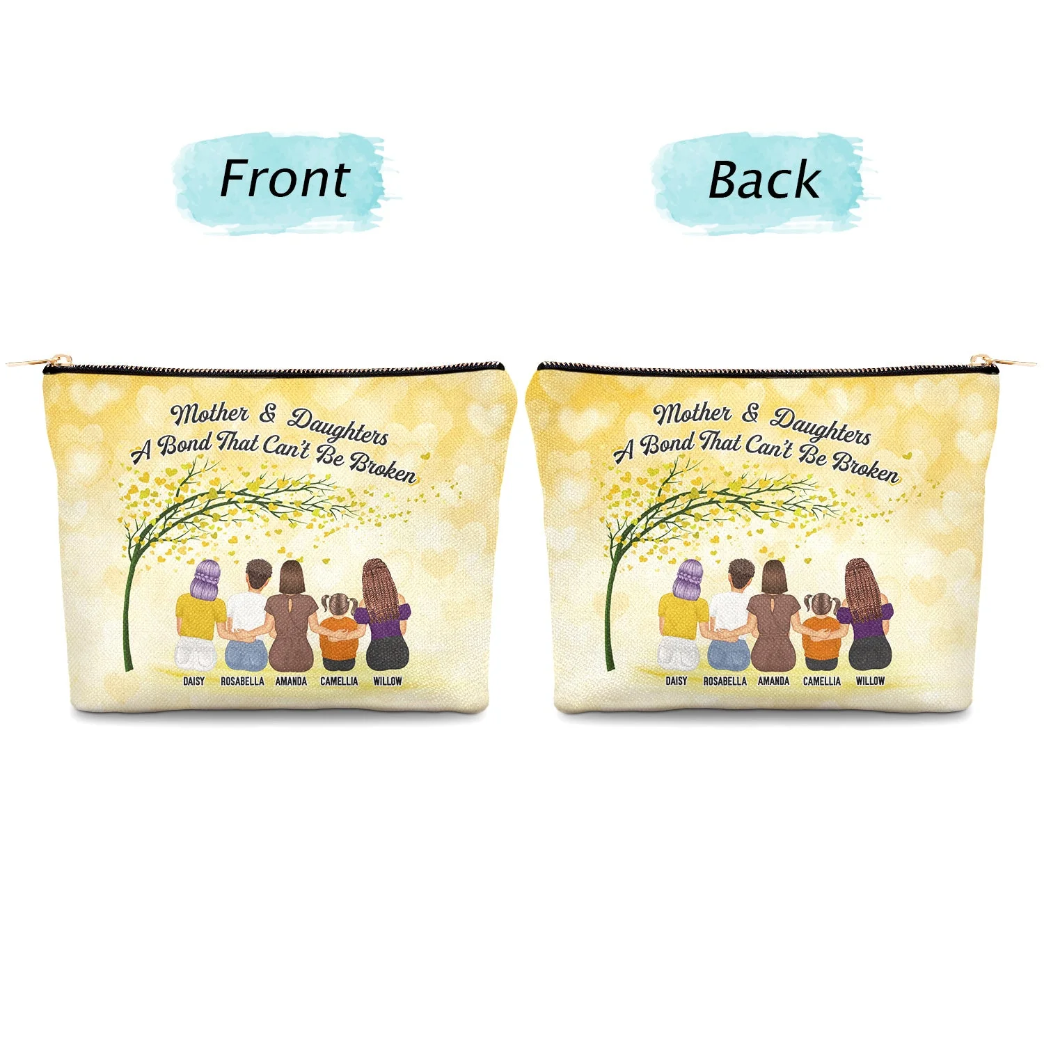 Mother & Daughters Forever Linked Together - Birthday, Loving Gift For Mom, Mum - Personalized Cosmetic Bag - Image 4