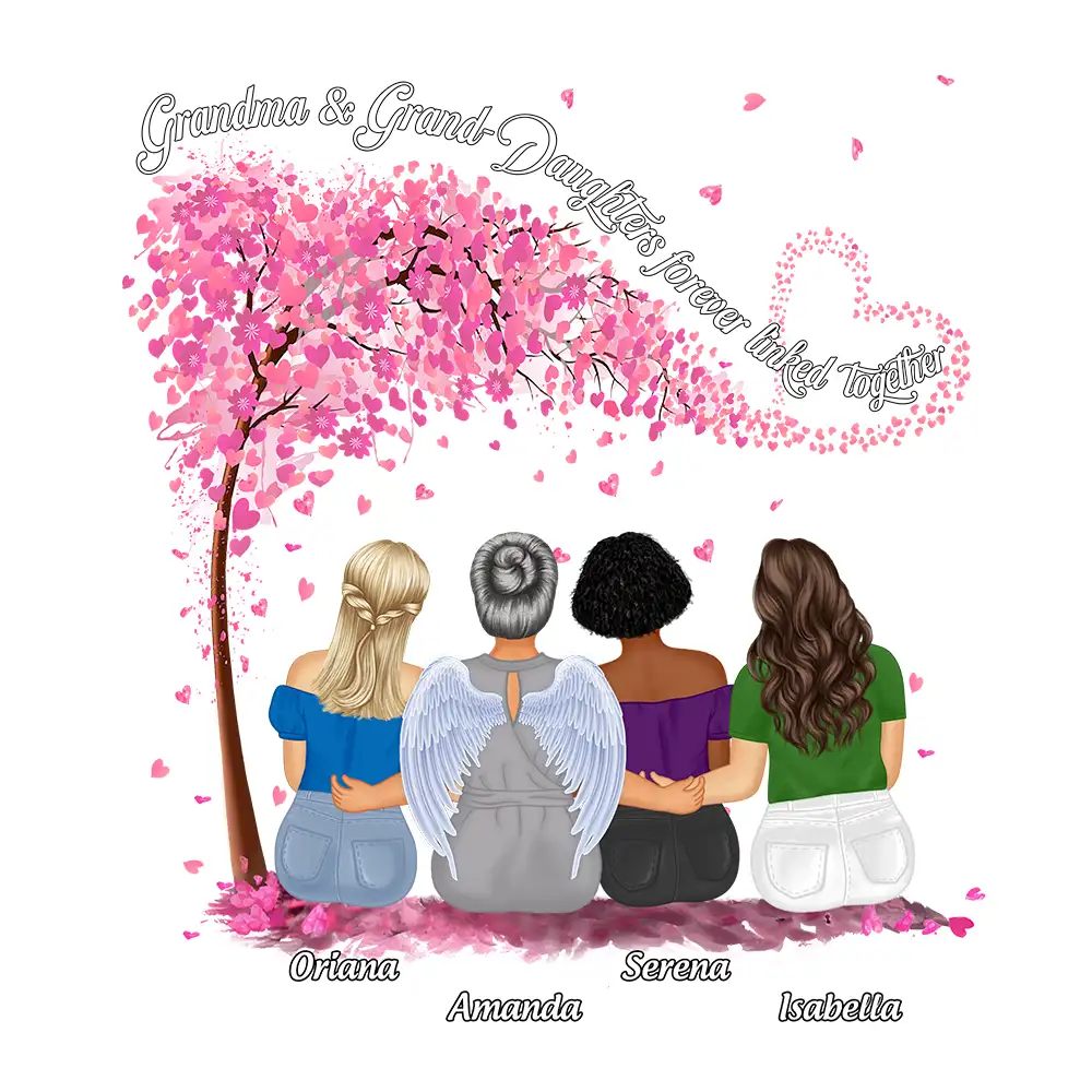 Mother & Daughters Forever Linked Together - Personalized Decor Decal - Image 2
